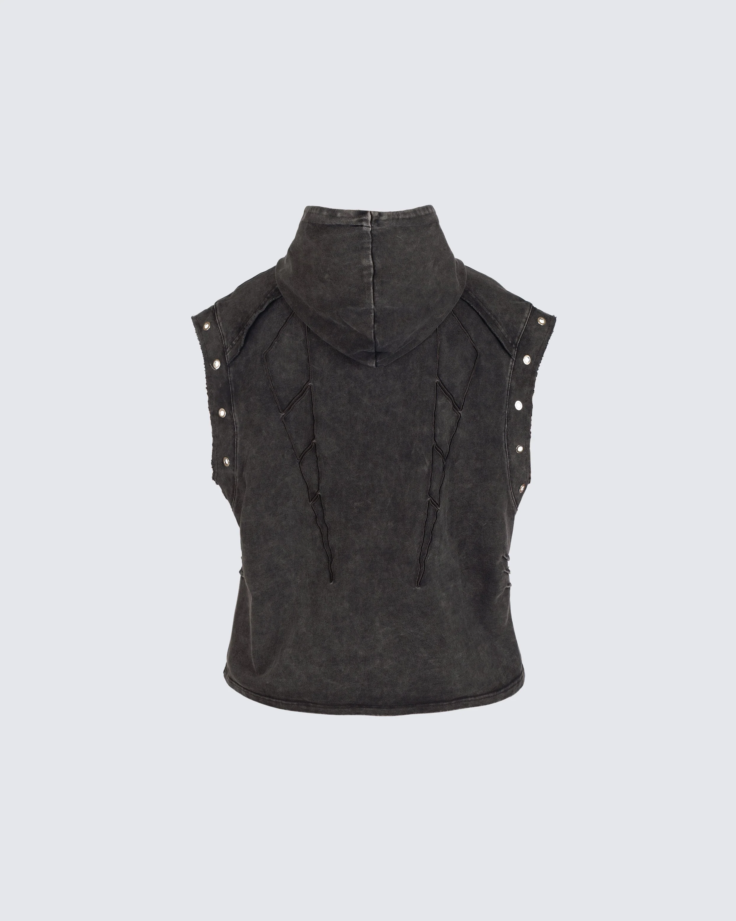 Gothic Distressed Sleeveless Hoodie Vest