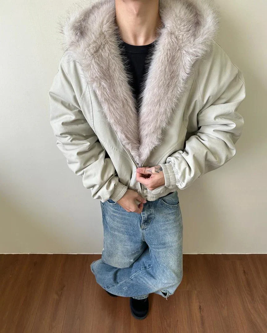 Structured Faux Fur Collar Padded Hooded Jacket