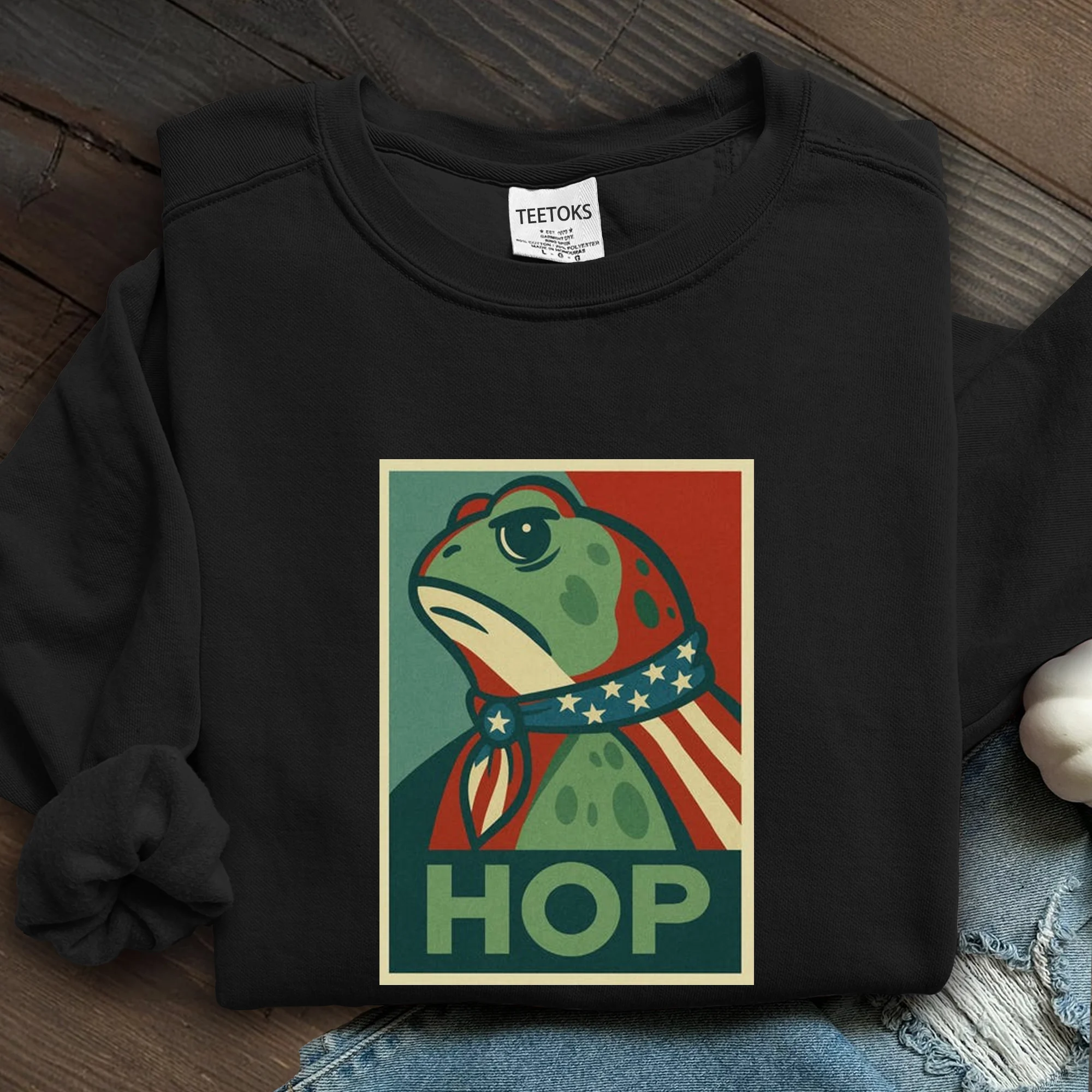 Portland Frog Hop Art Printed Sweatshirt