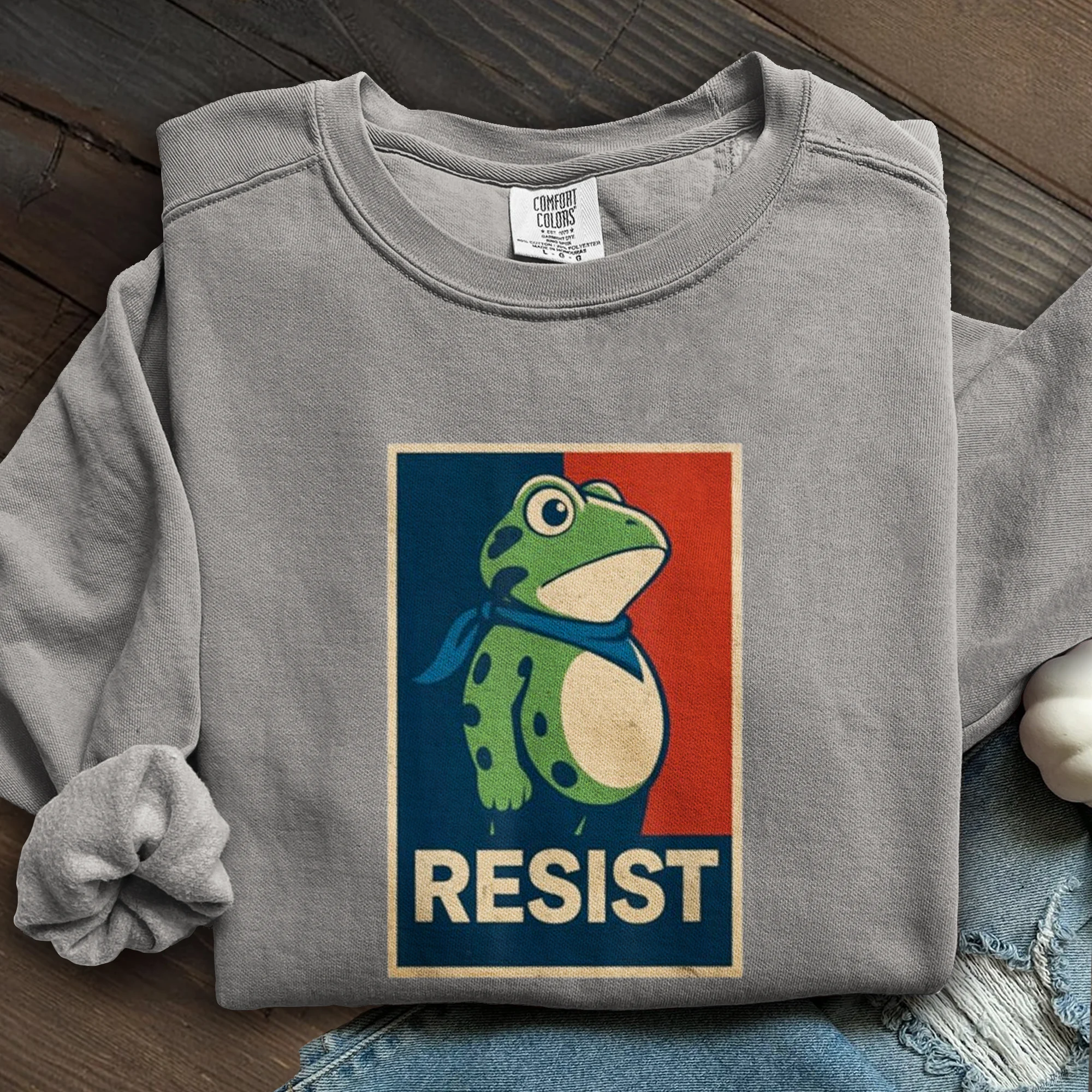 Portland Frog Christmas Art Printed Sweatshirt