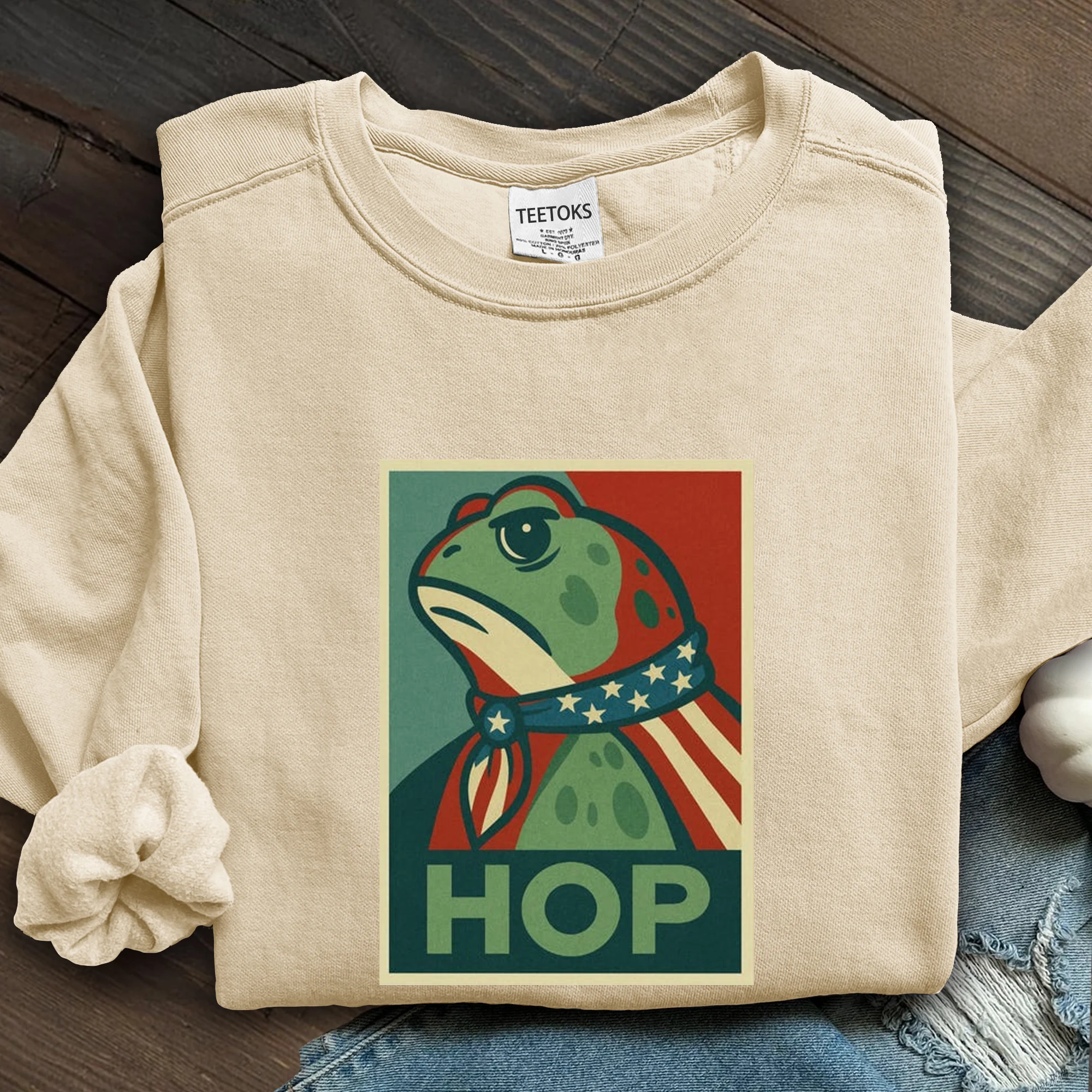 Portland Frog Hop Art Printed Sweatshirt