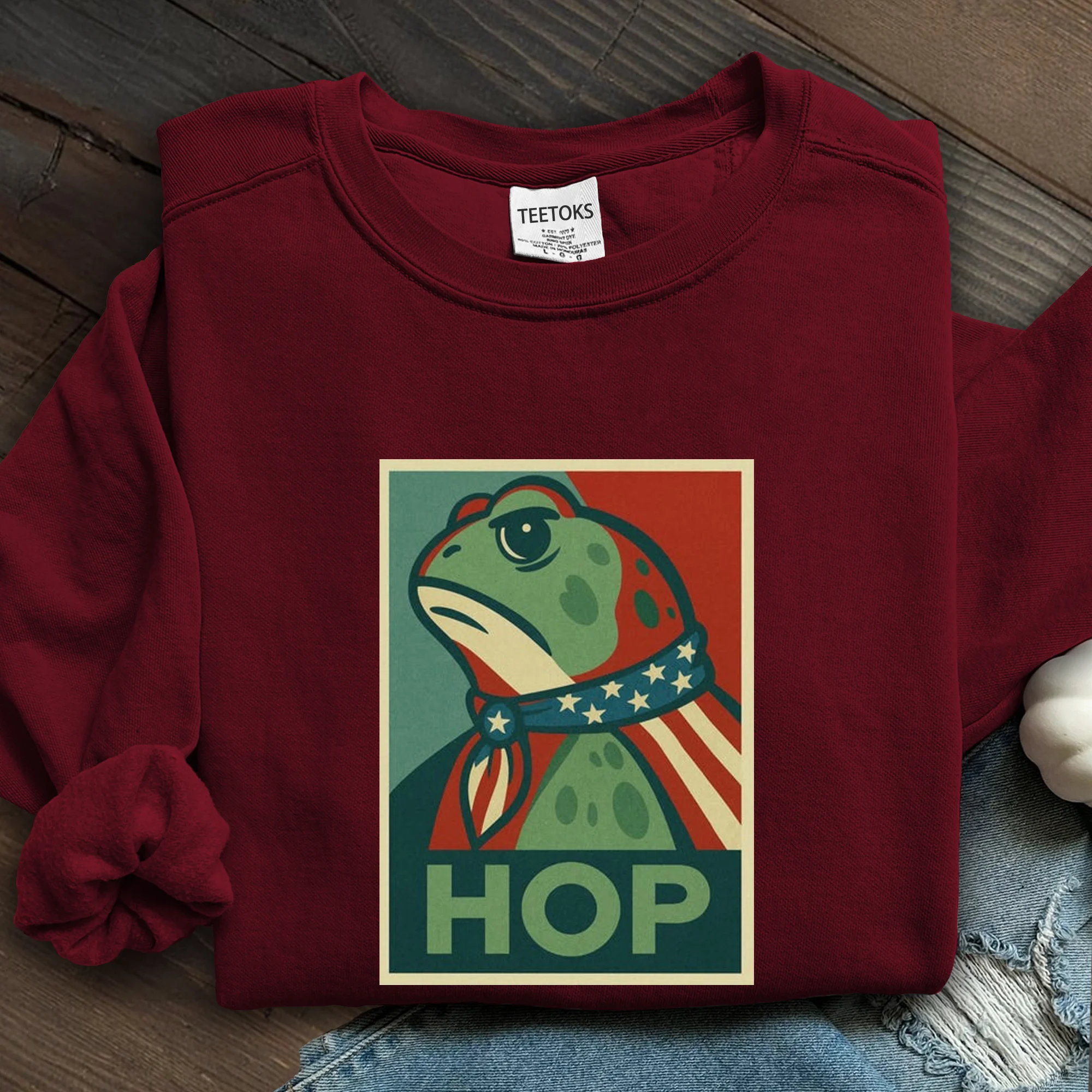 Portland Frog Hop Art Printed Sweatshirt