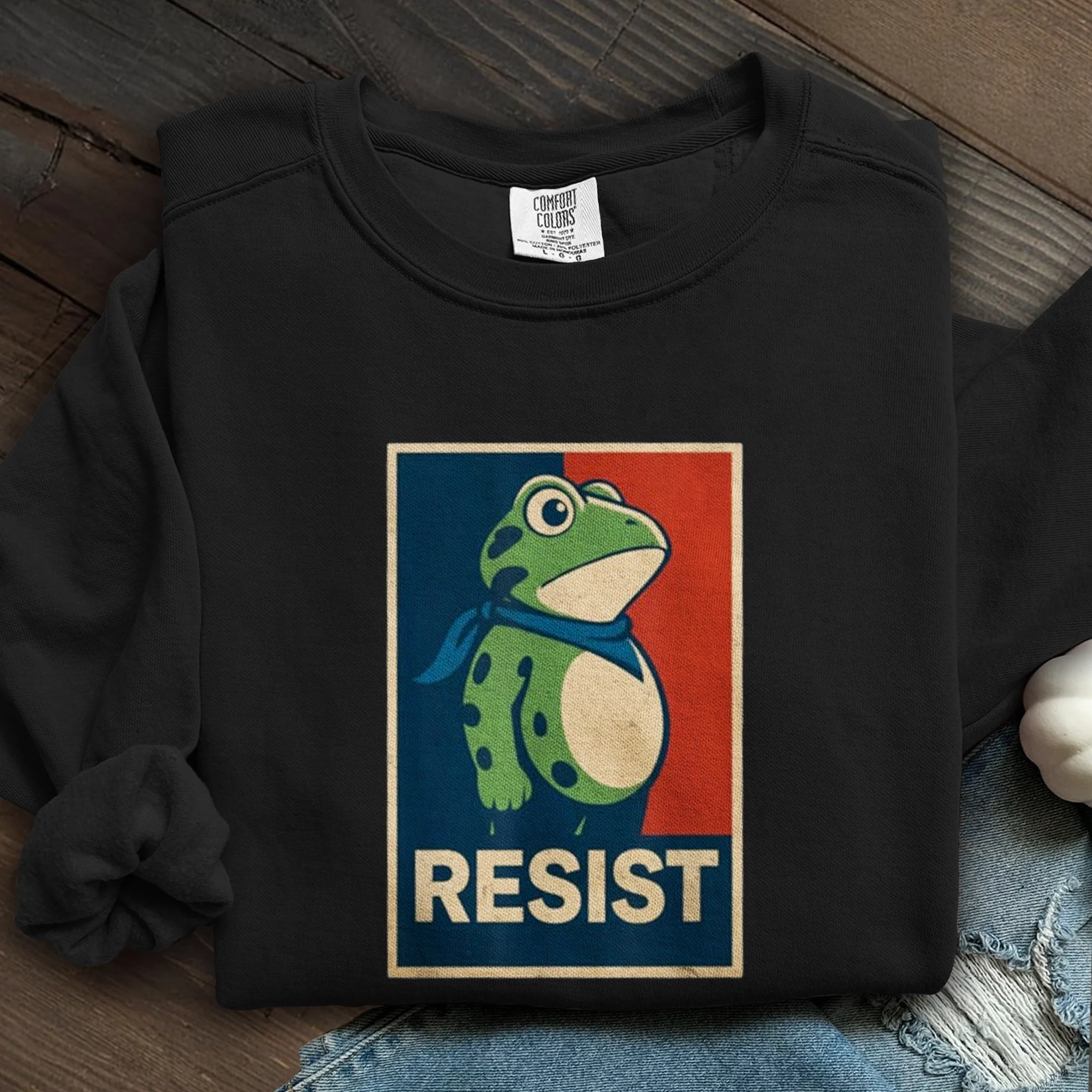 Portland Frog Christmas Art Printed Sweatshirt
