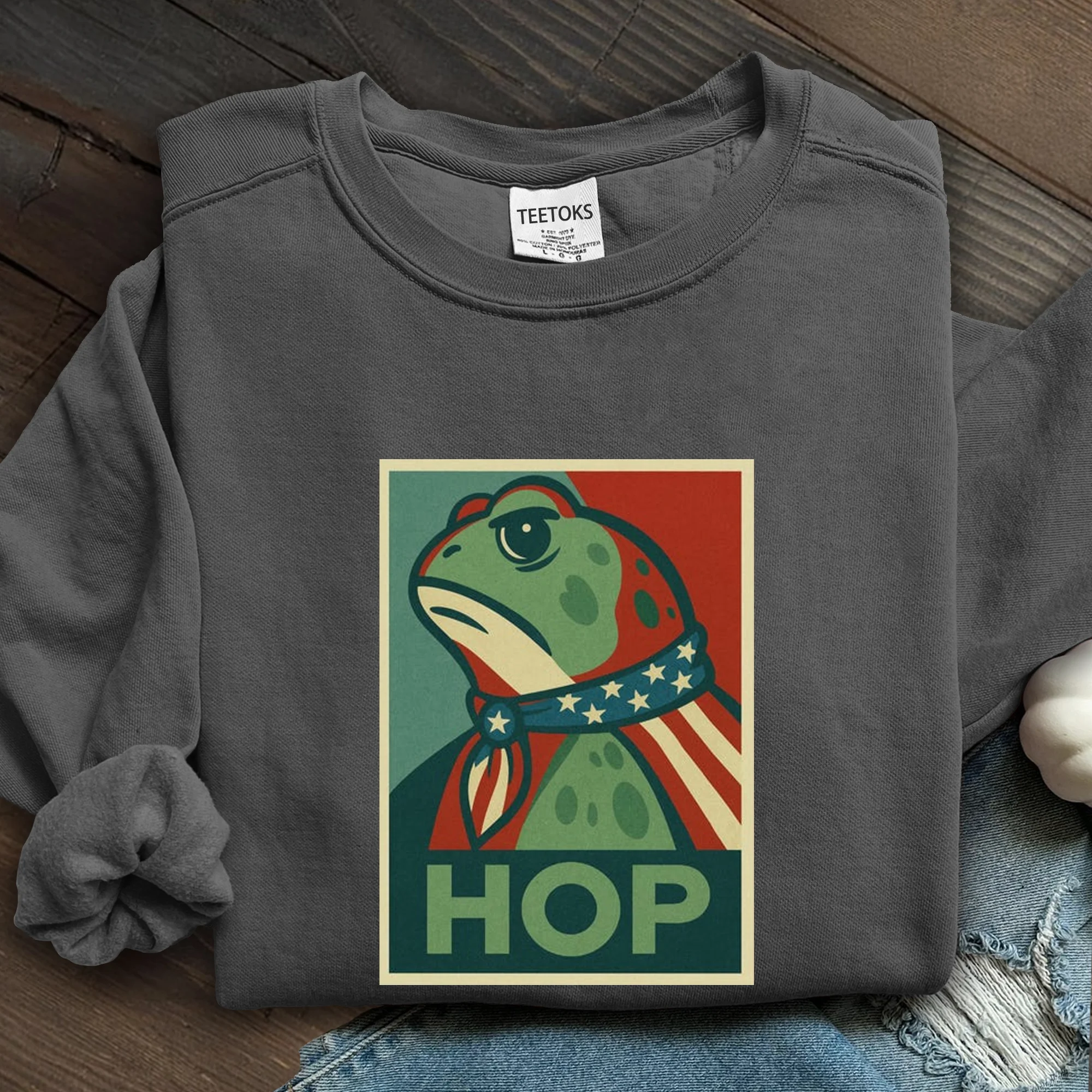Portland Frog Hop Art Printed Sweatshirt