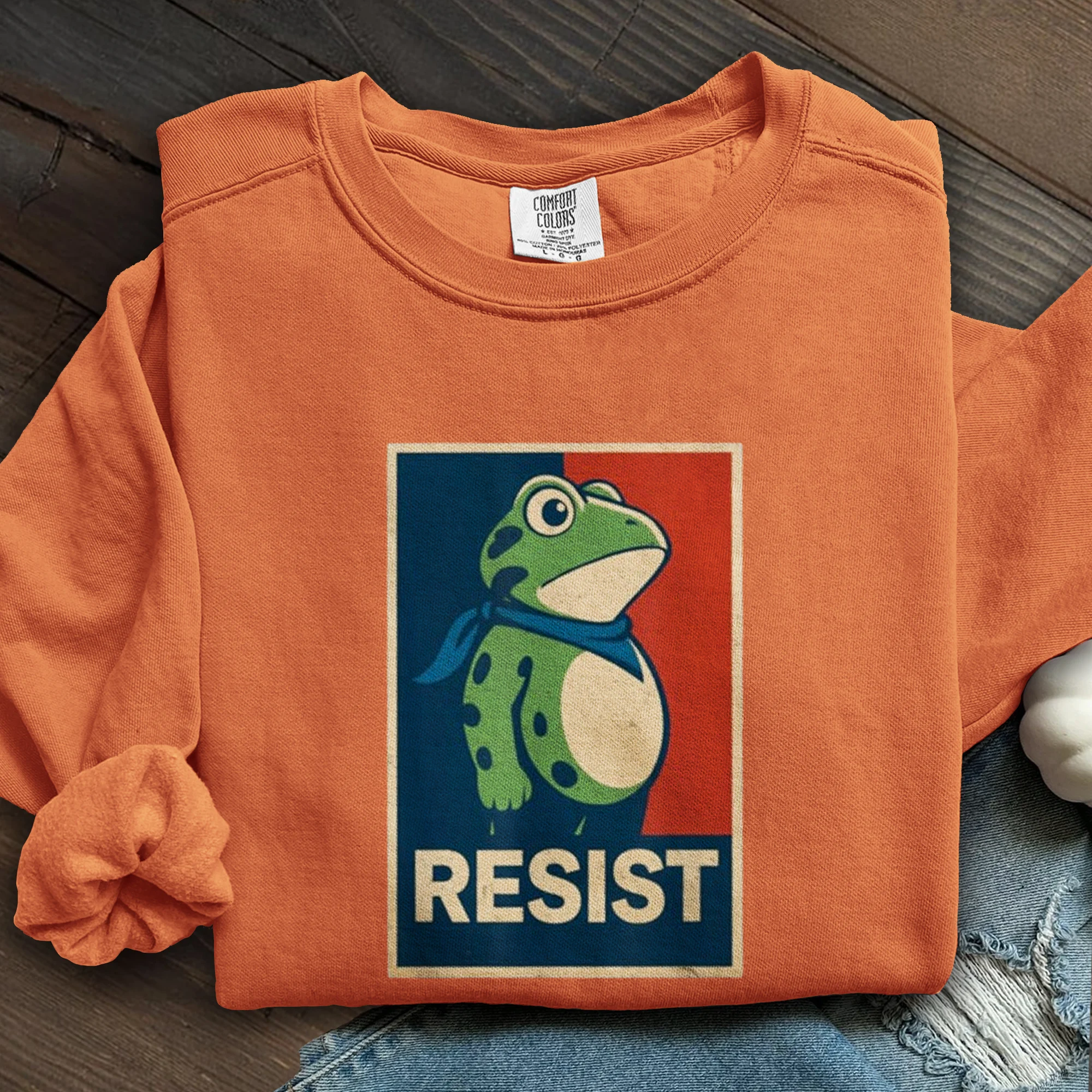 Portland Frog Christmas Art Printed Sweatshirt