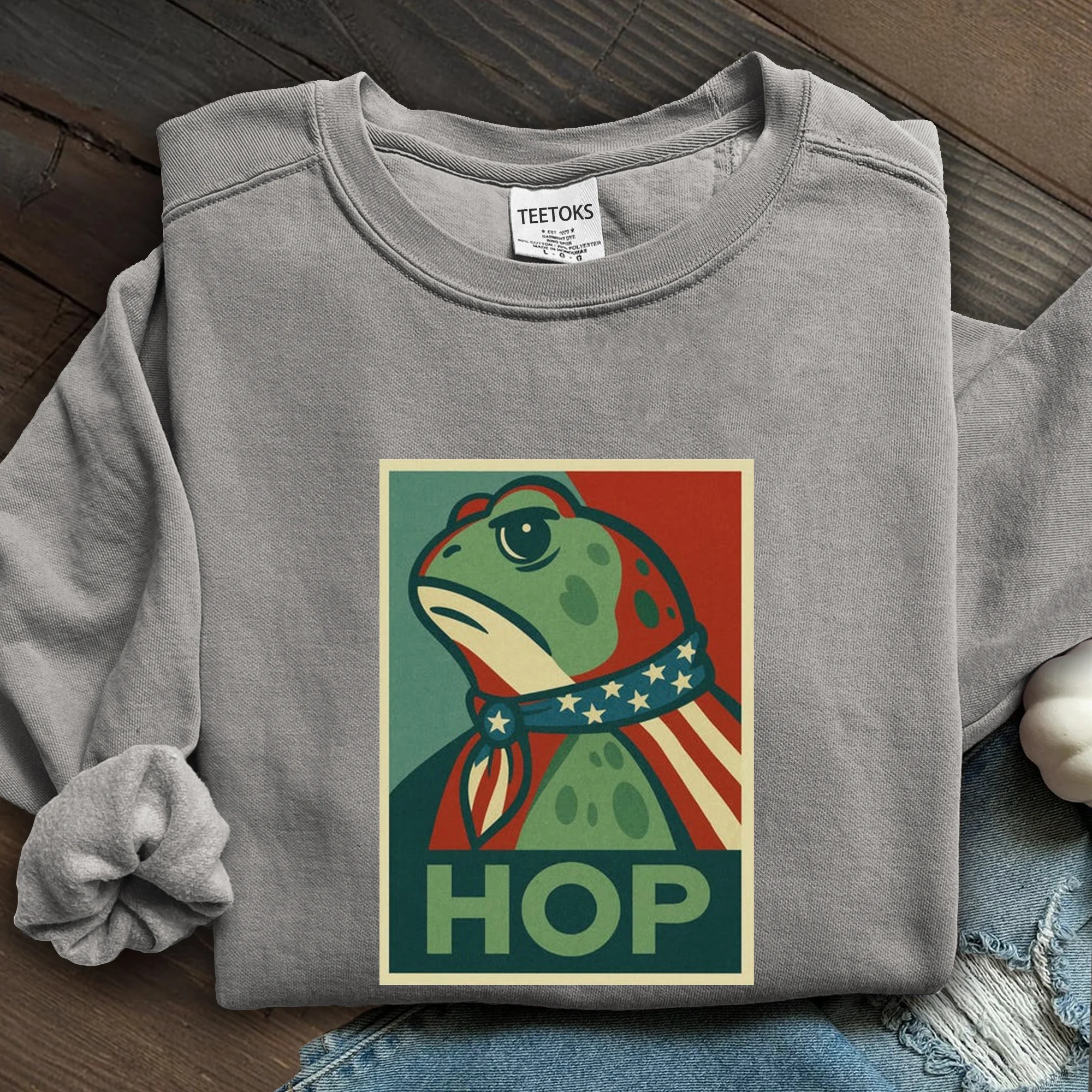Portland Frog Hop Art Printed Sweatshirt