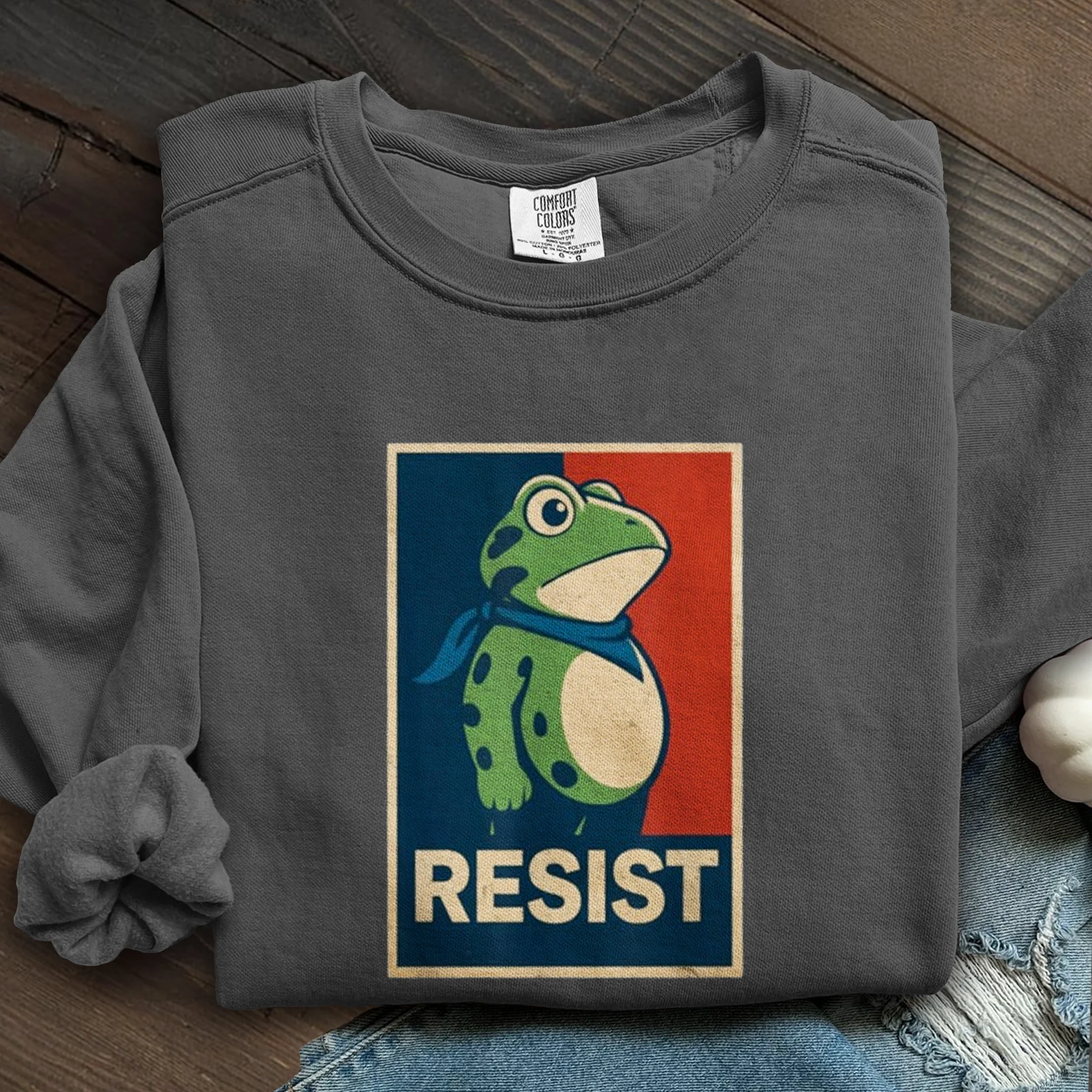 Portland Frog Christmas Art Printed Sweatshirt