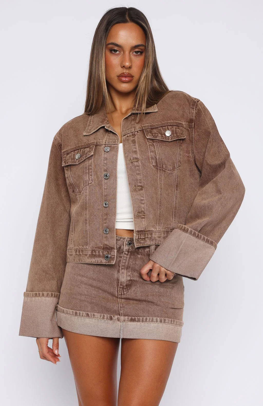 Charlotte Denim Mini Skirt Tan Wash