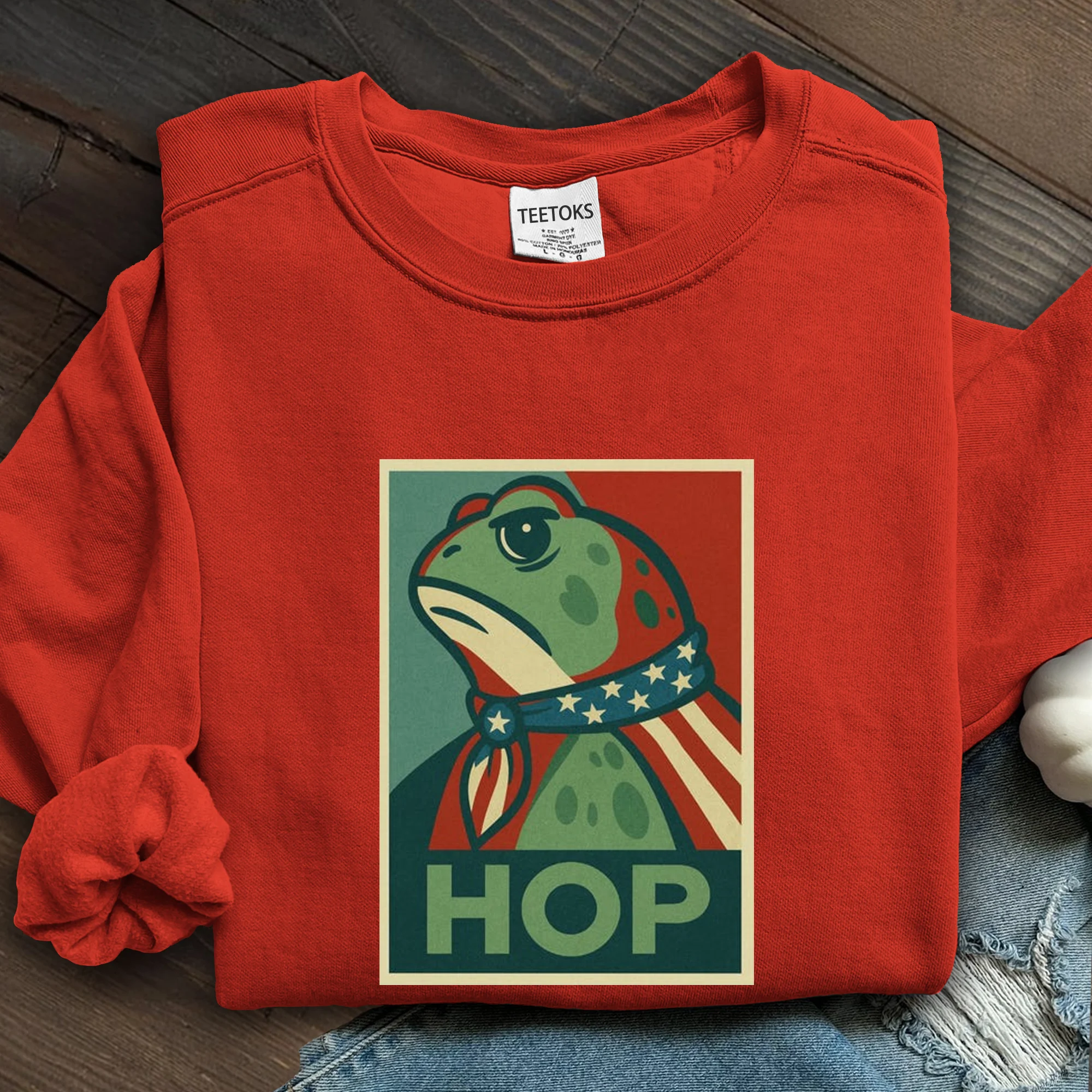 Portland Frog Hop Art Printed Sweatshirt