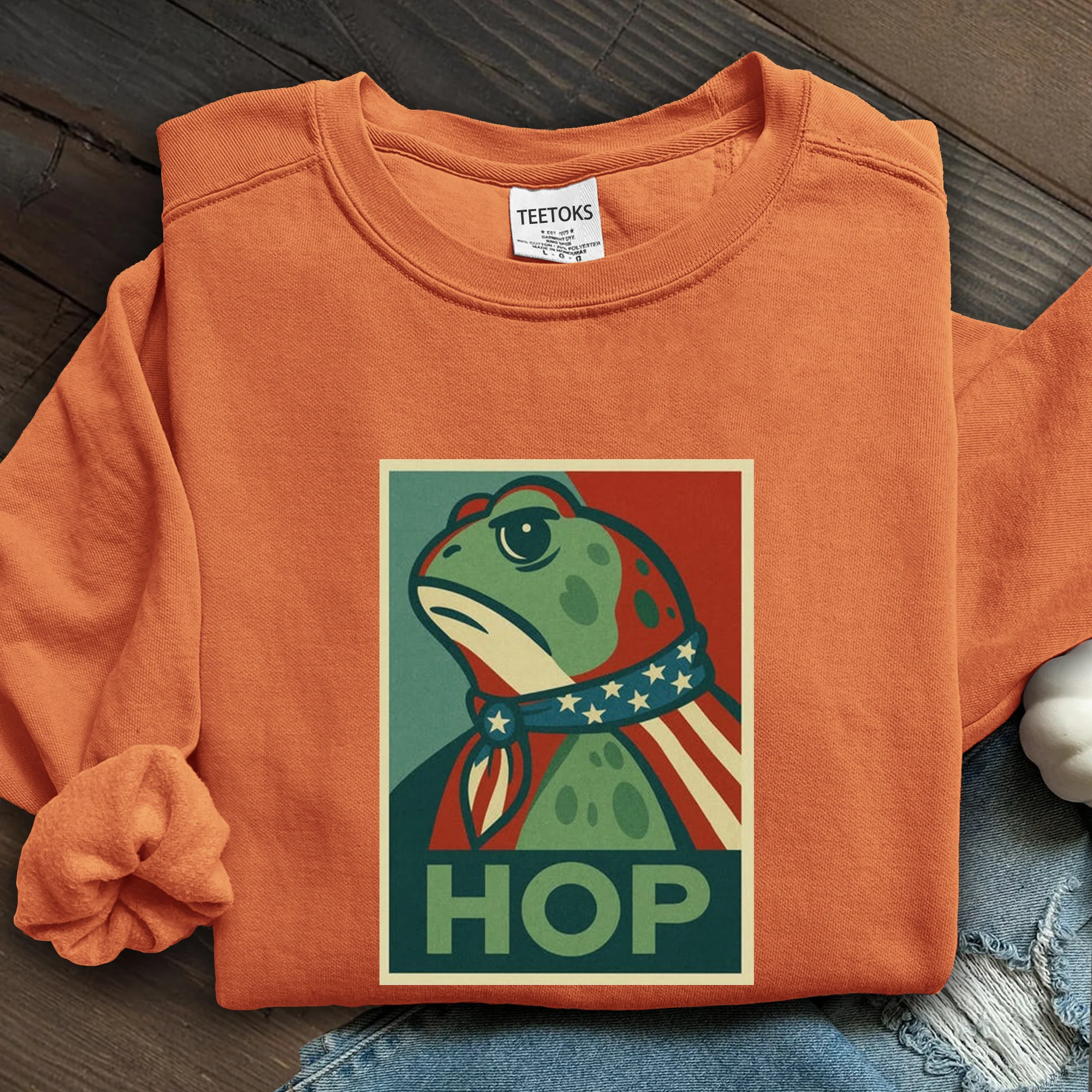 Portland Frog Hop Art Printed Sweatshirt