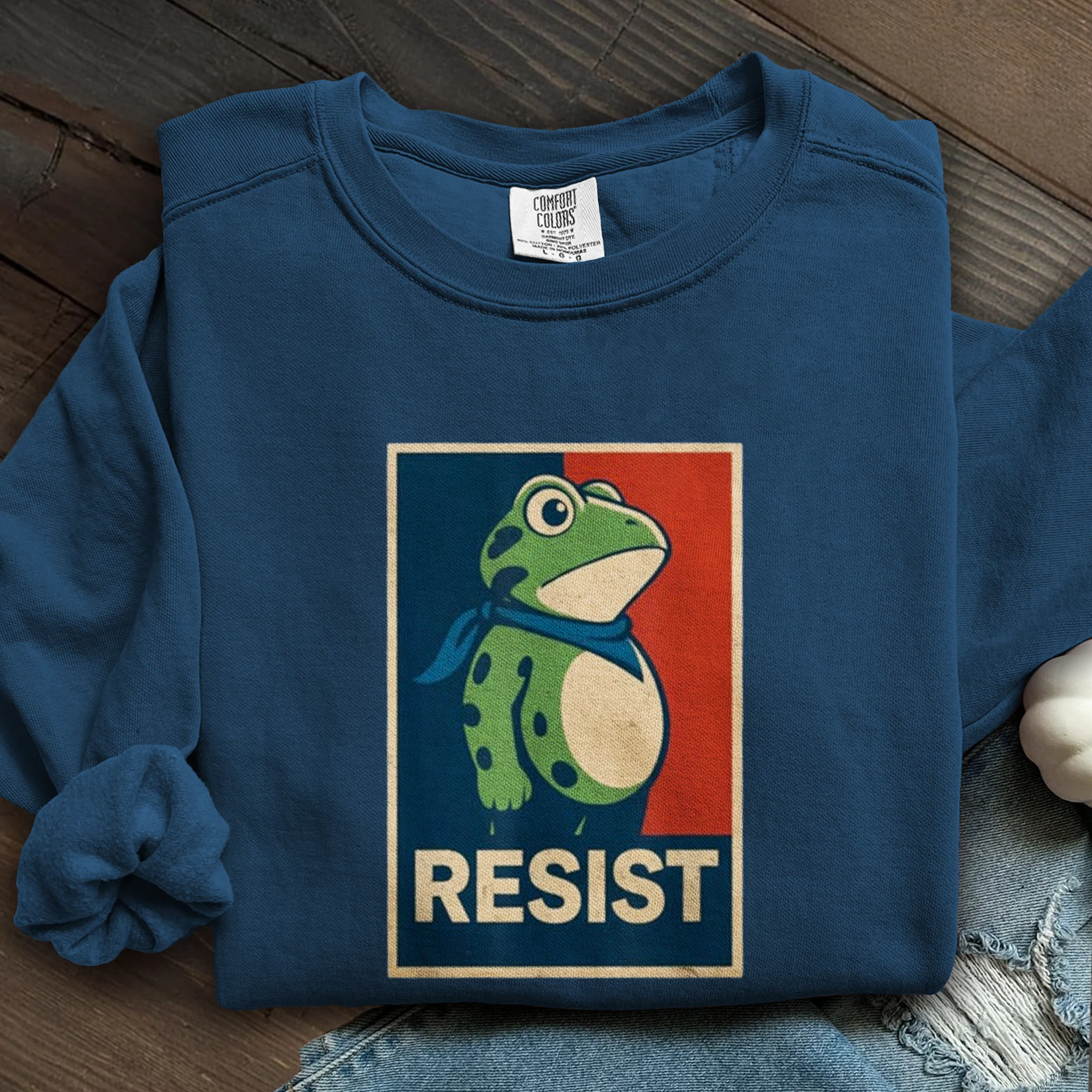 Portland Frog Christmas Art Printed Sweatshirt