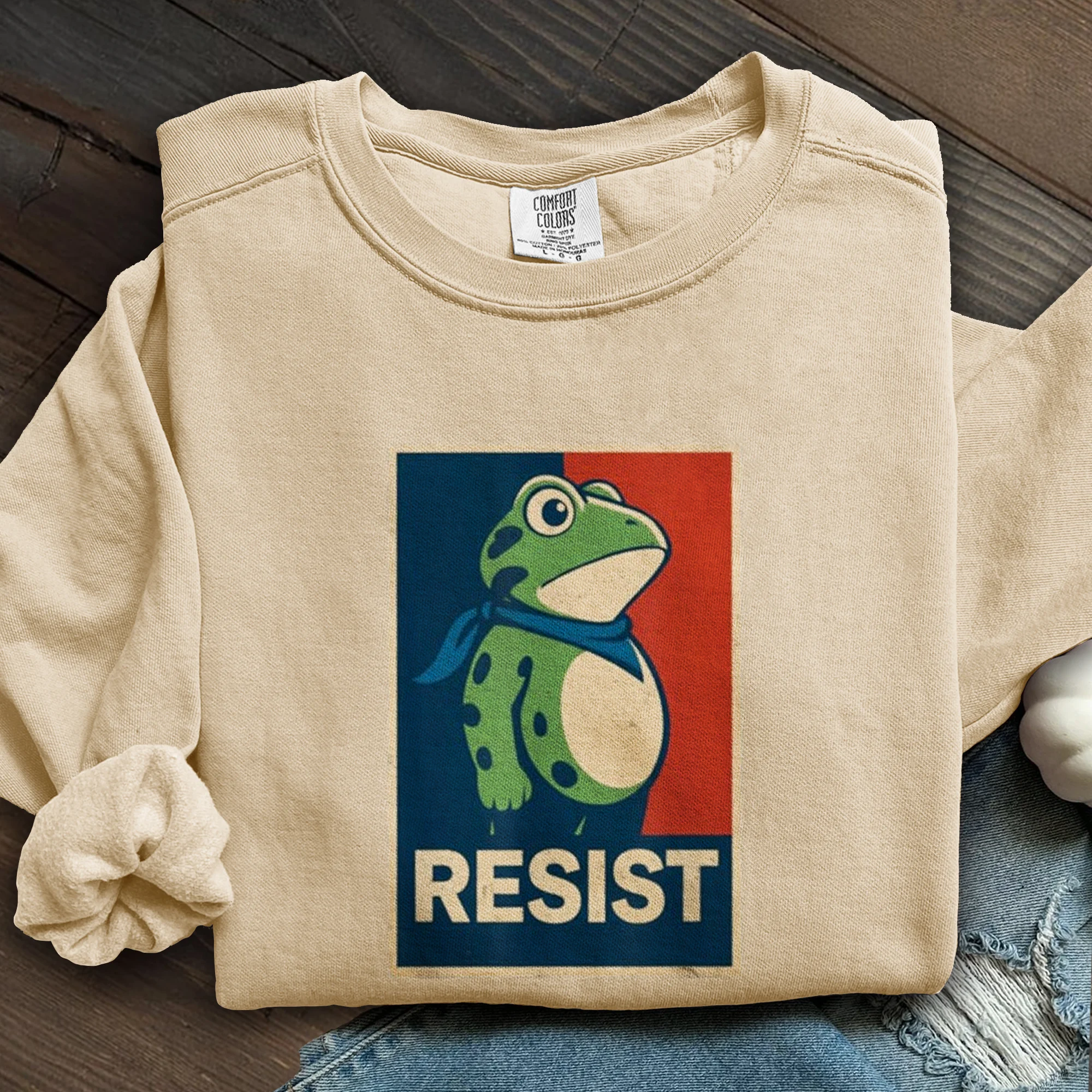 Portland Frog Christmas Art Printed Sweatshirt