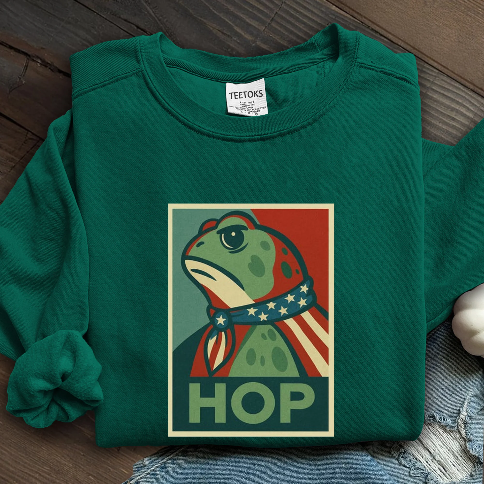 Portland Frog Hop Art Printed Sweatshirt