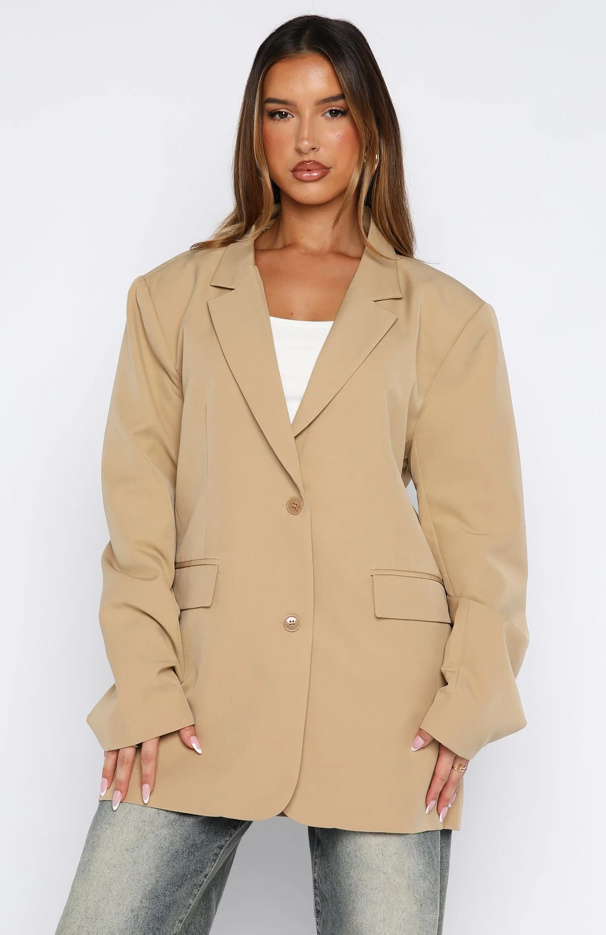 Catch Me Now Oversized Blazer Sand