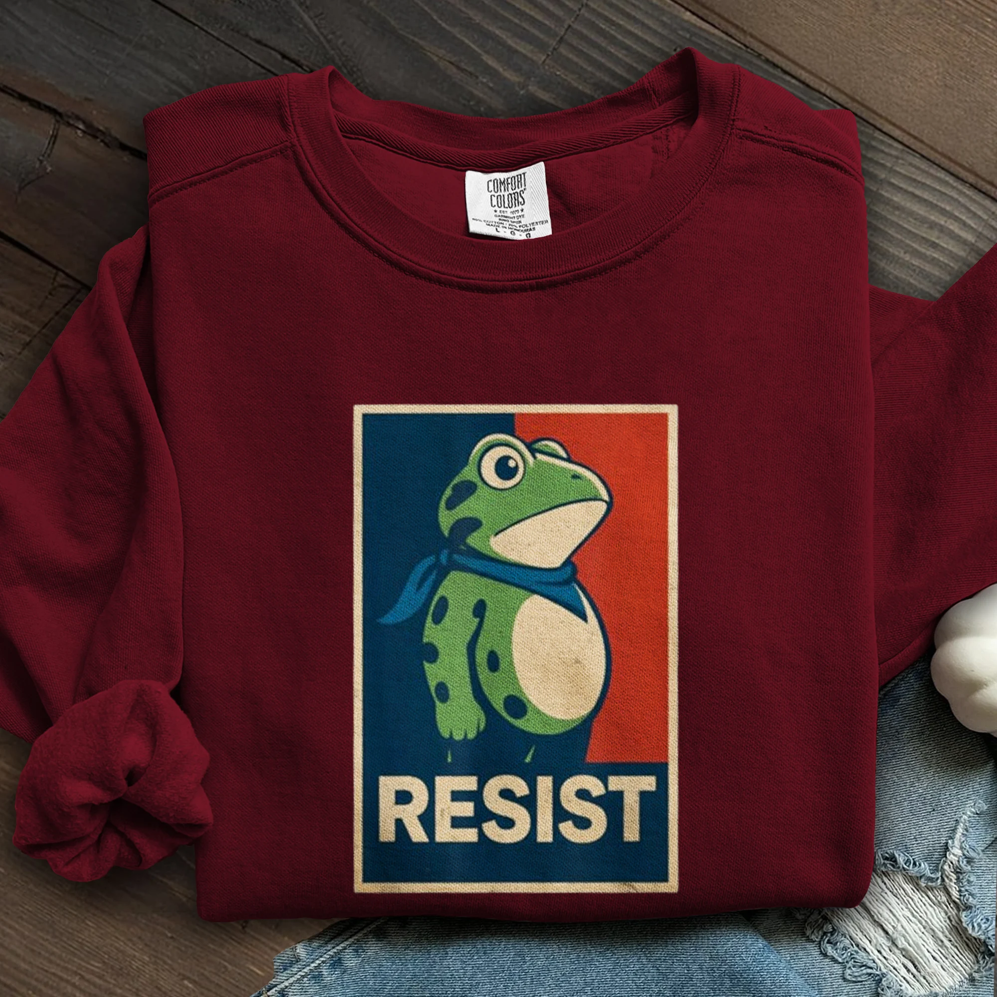 Portland Frog Christmas Art Printed Sweatshirt