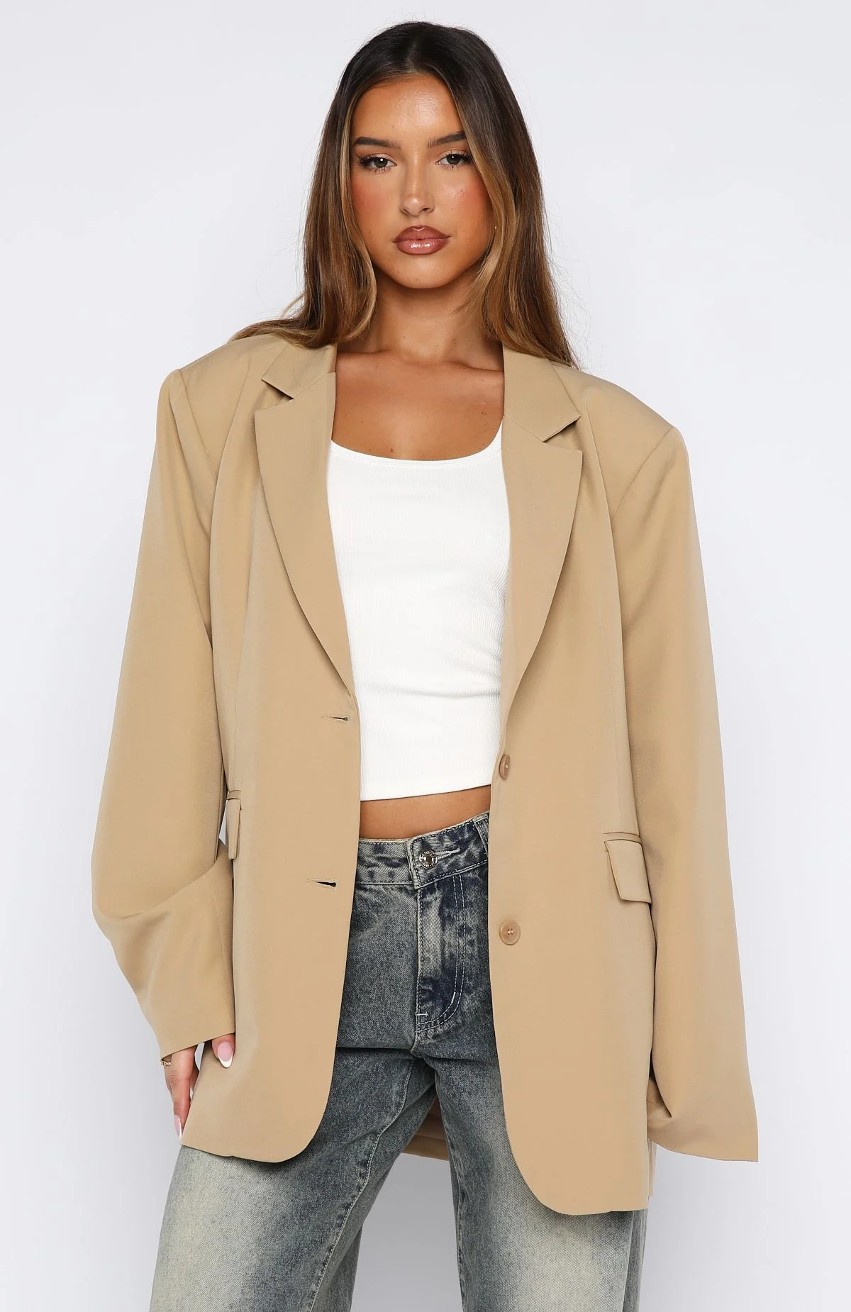 Catch Me Now Oversized Blazer Sand