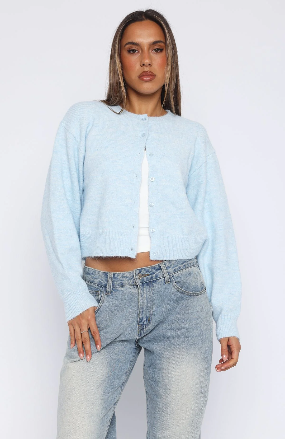 Warm Whispers Knit Cardigan Baby Blue