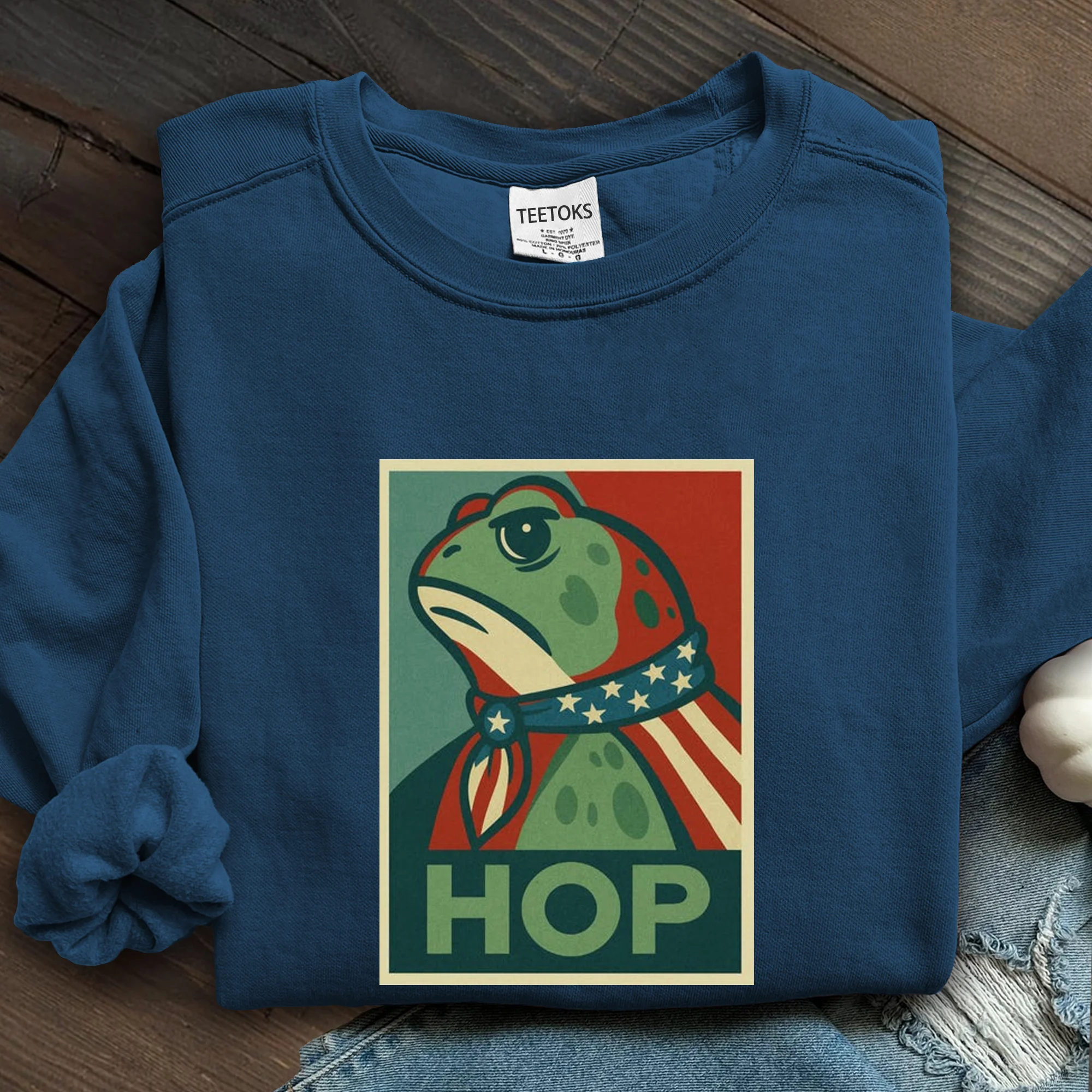 Portland Frog Hop Art Printed Sweatshirt
