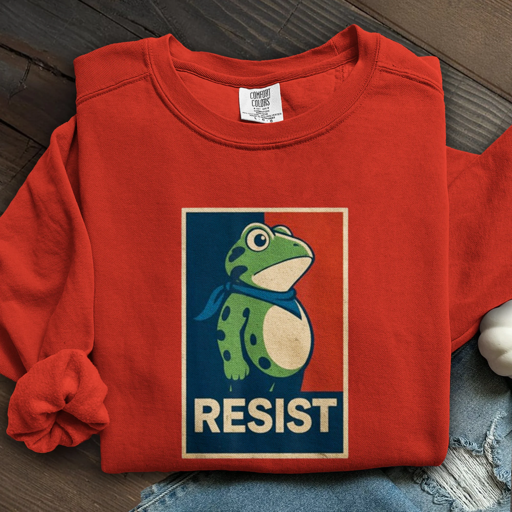 Portland Frog Christmas Art Printed Sweatshirt