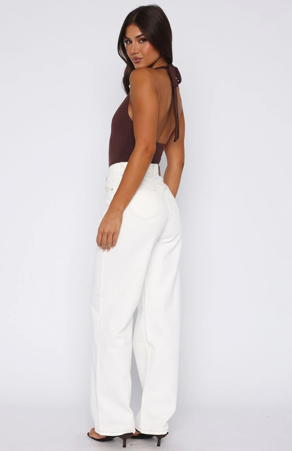 Bring The Style High Rise Wide Leg Jeans Off White