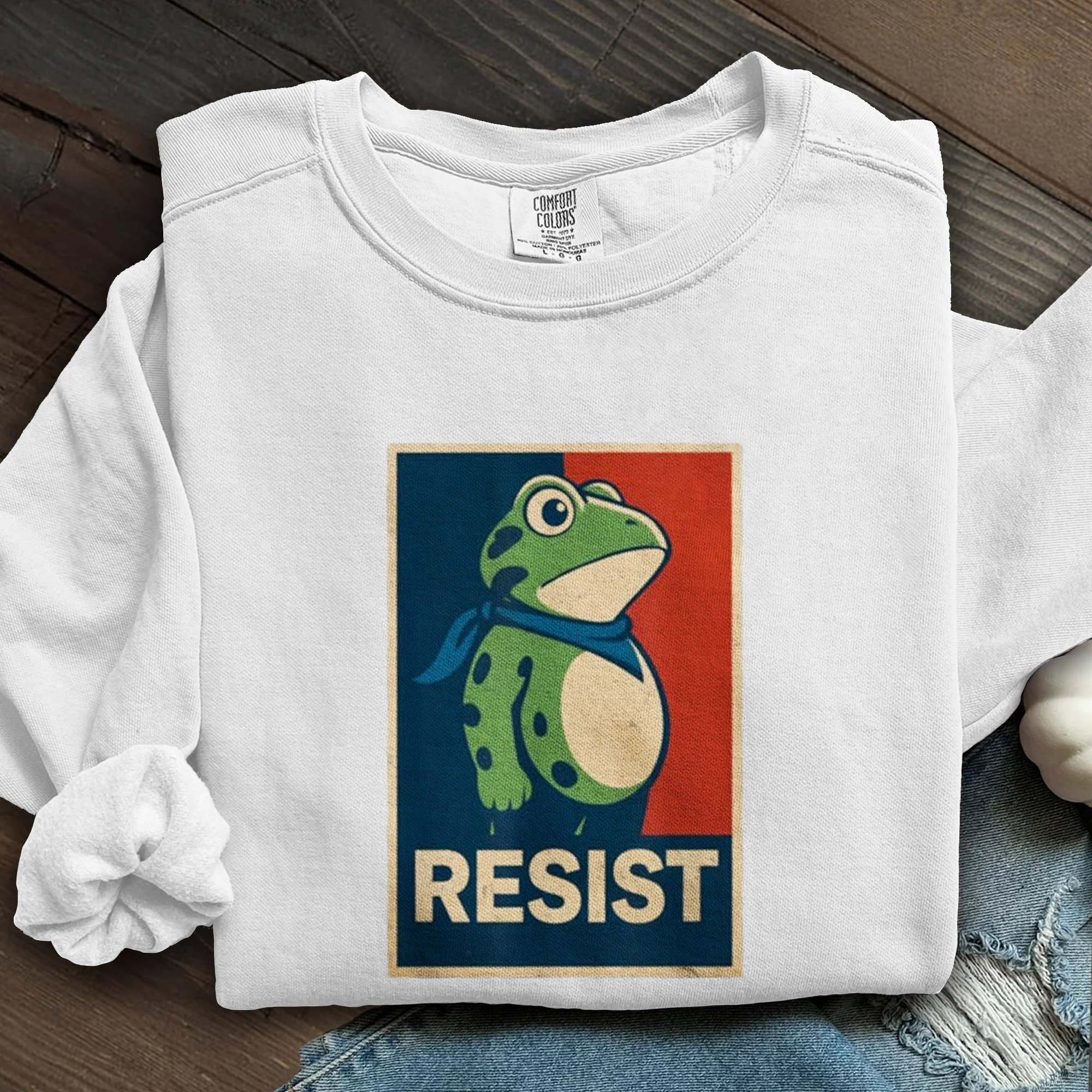 Portland Frog Christmas Art Printed Sweatshirt