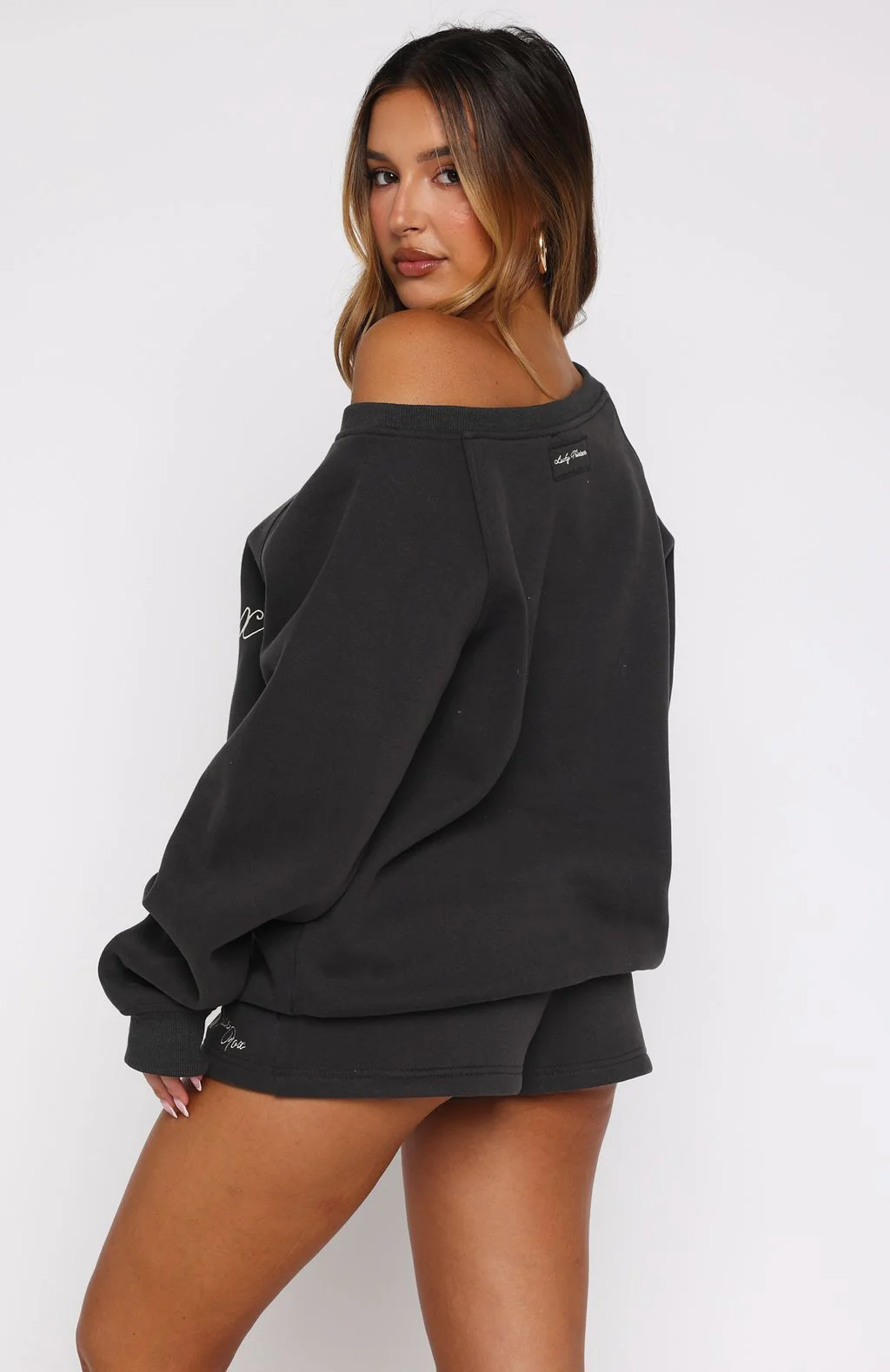 Lucky Thirteen Elsa Off Shoulder Sweater Charcoal