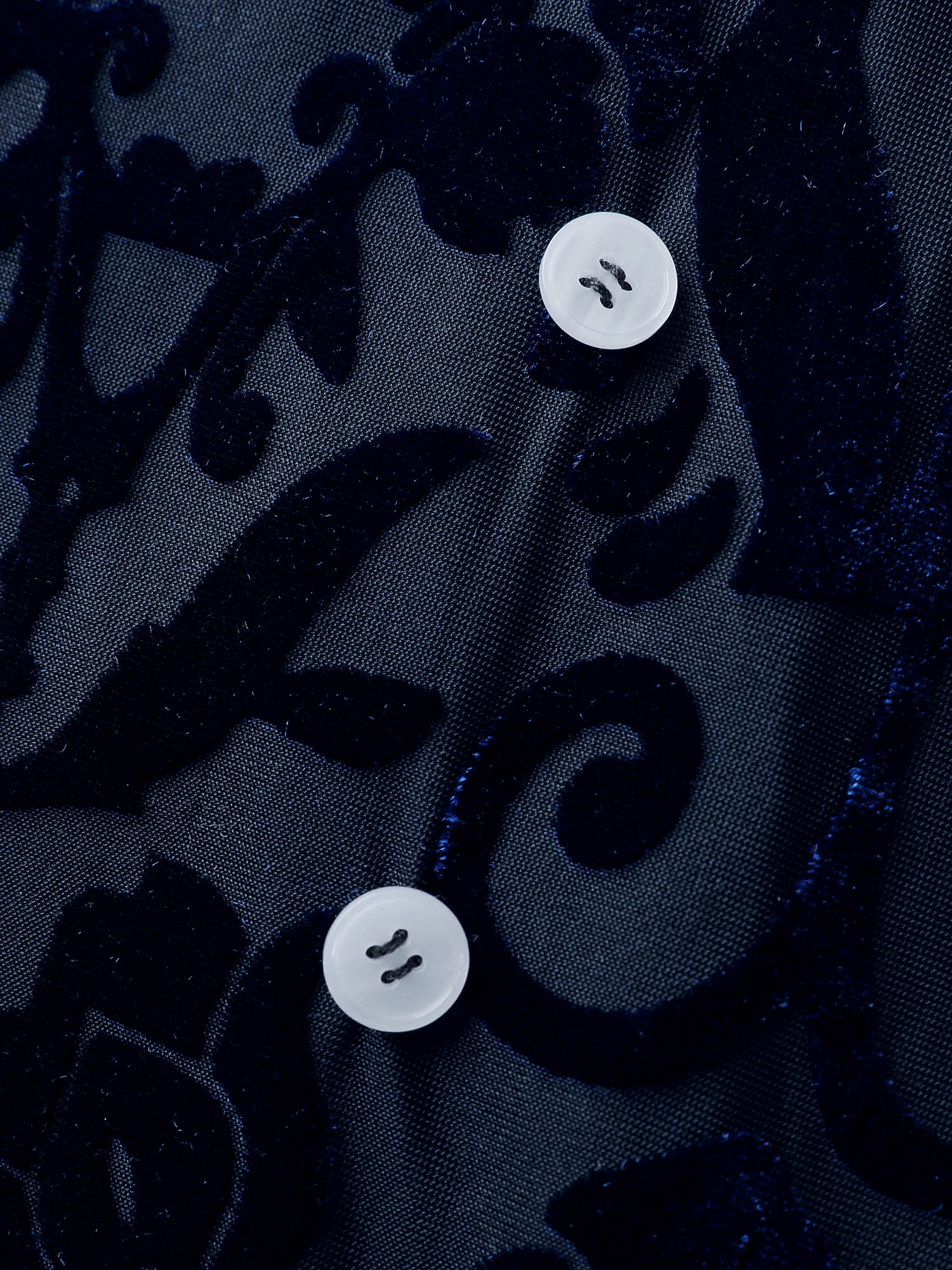 Flocked Semi-Stretch Button Blouse