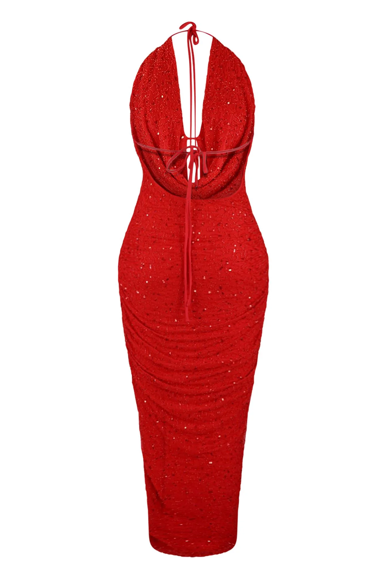 Viva Rhinestone Beaded Halter Maxi Dress