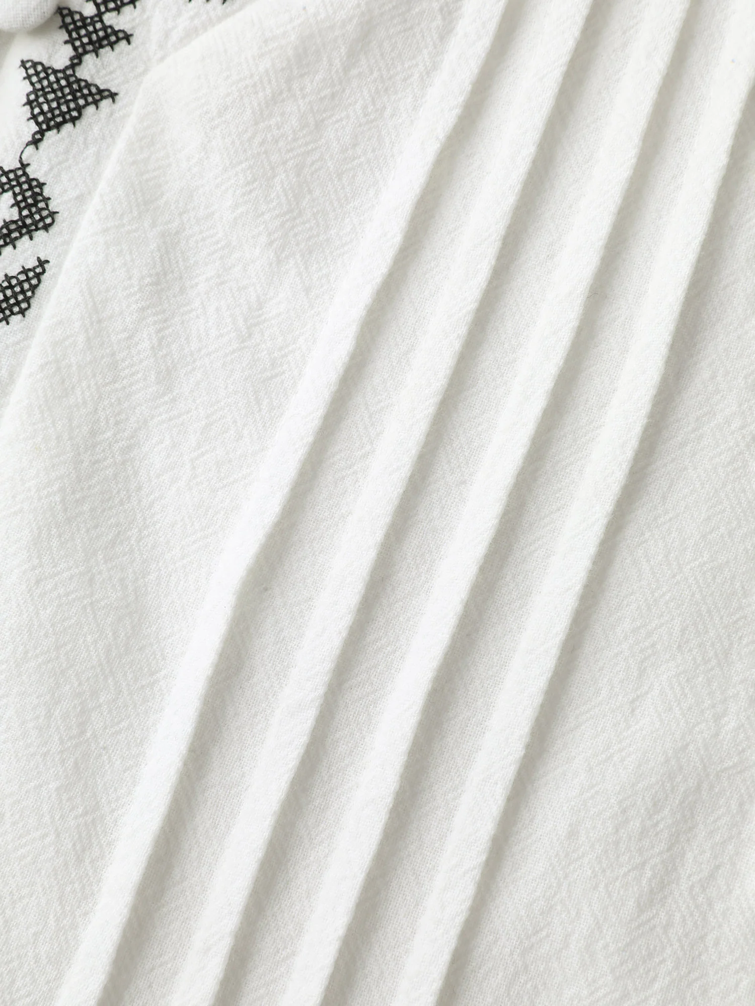 Cotton Boho Embroidery V-Neck Blouse