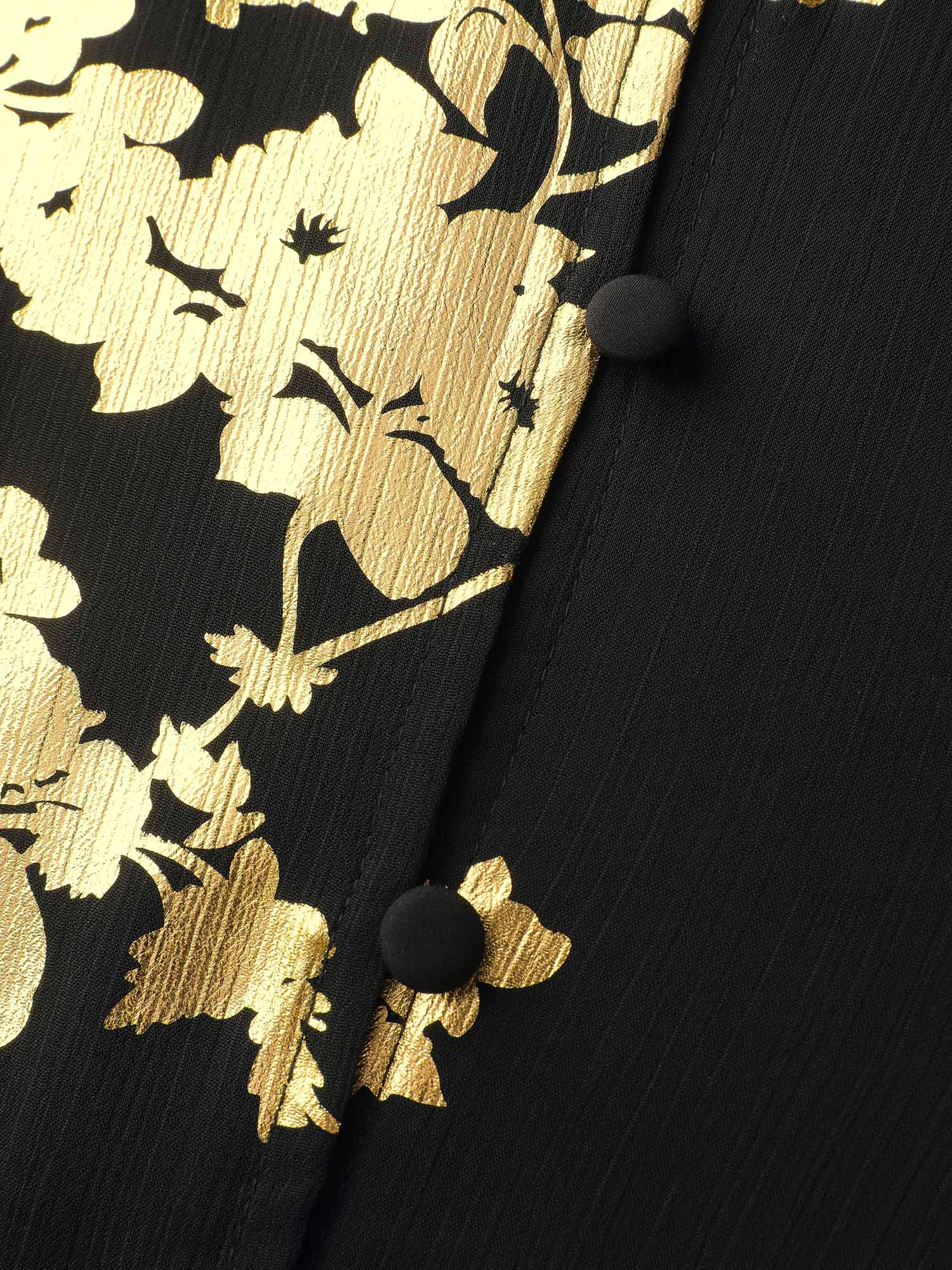Floral Gold Stamp Sheer Button-Down Shirt