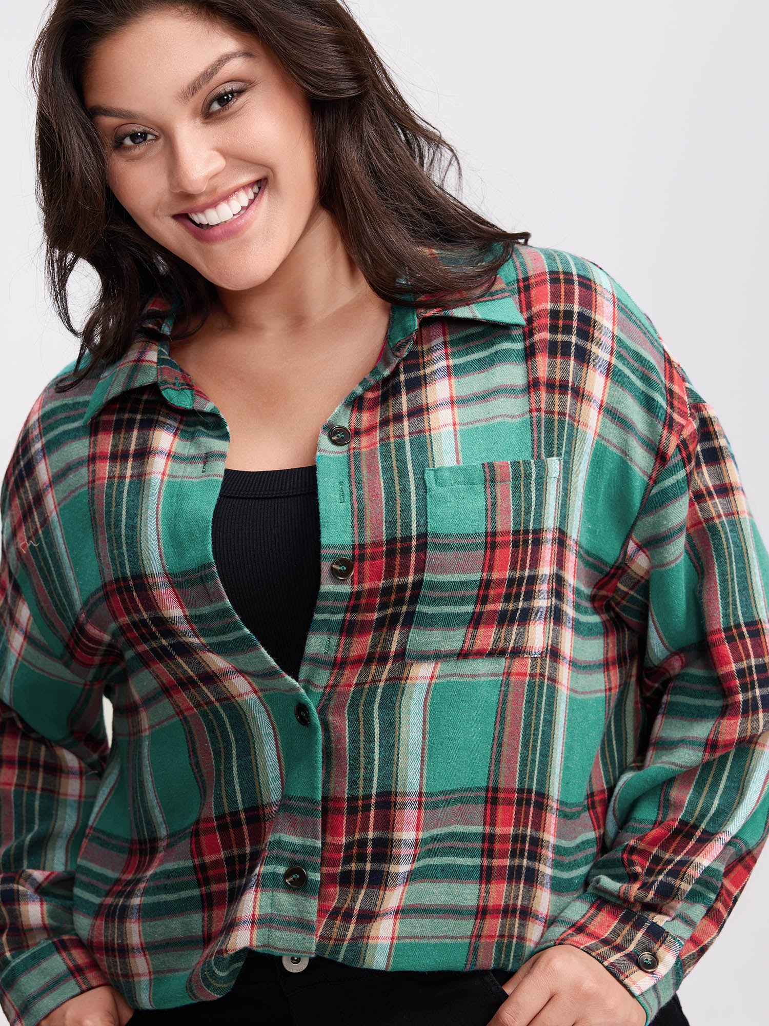 Plaid Pockets Button-Down Shirt