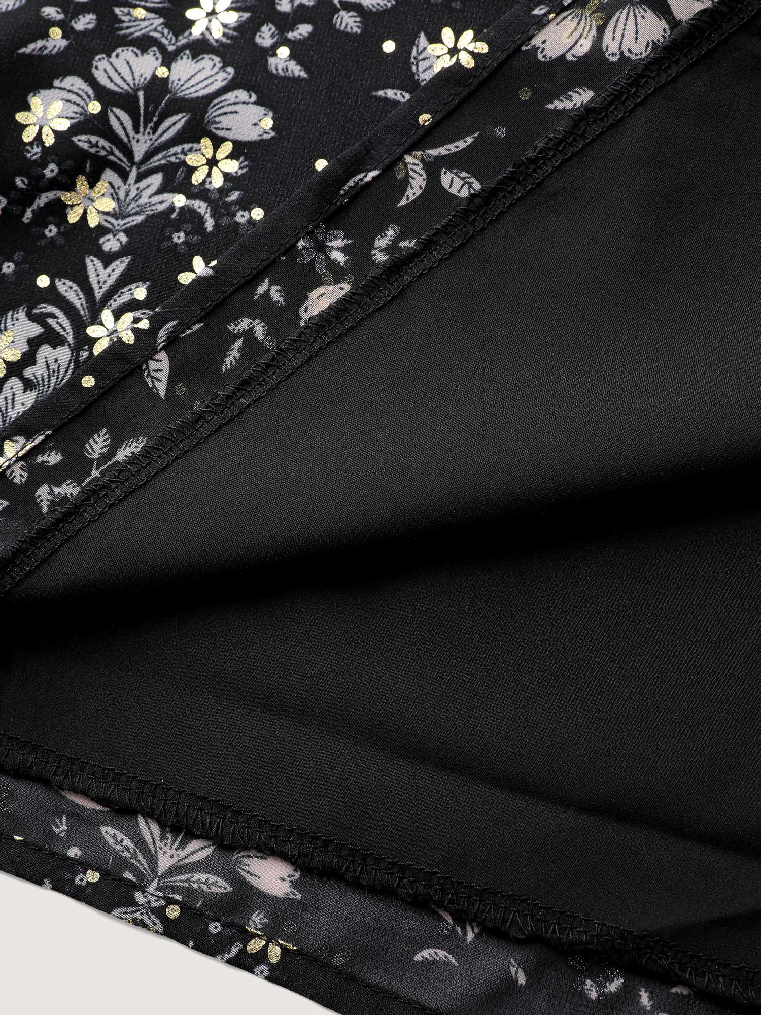 Floral Sequin Ruffled Edge Blouse