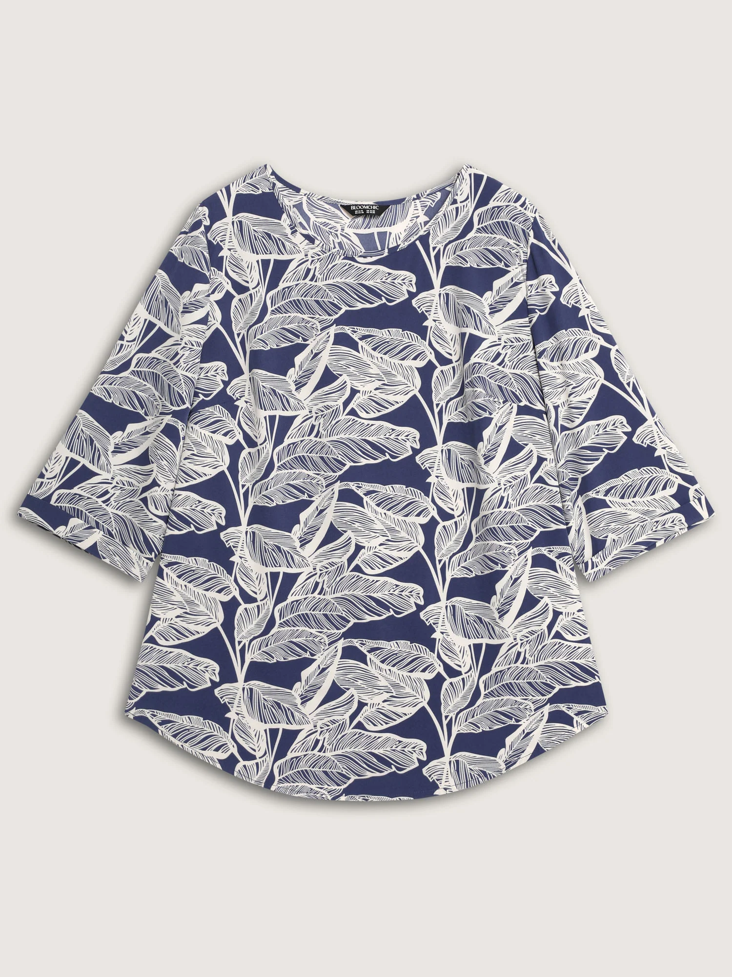 Leaf Print Button Back Blouse