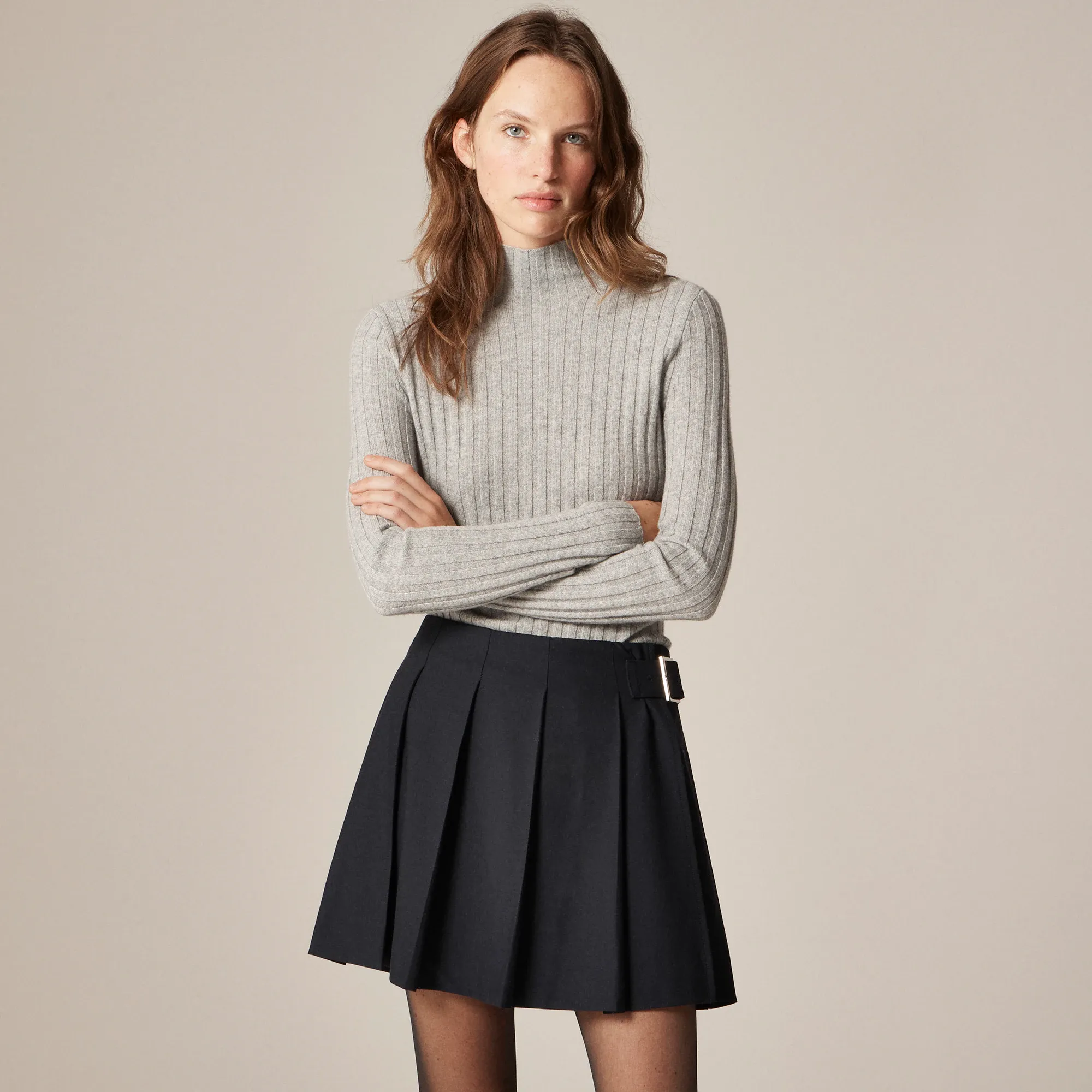 Wide-rib cashmere turtleneck sweater