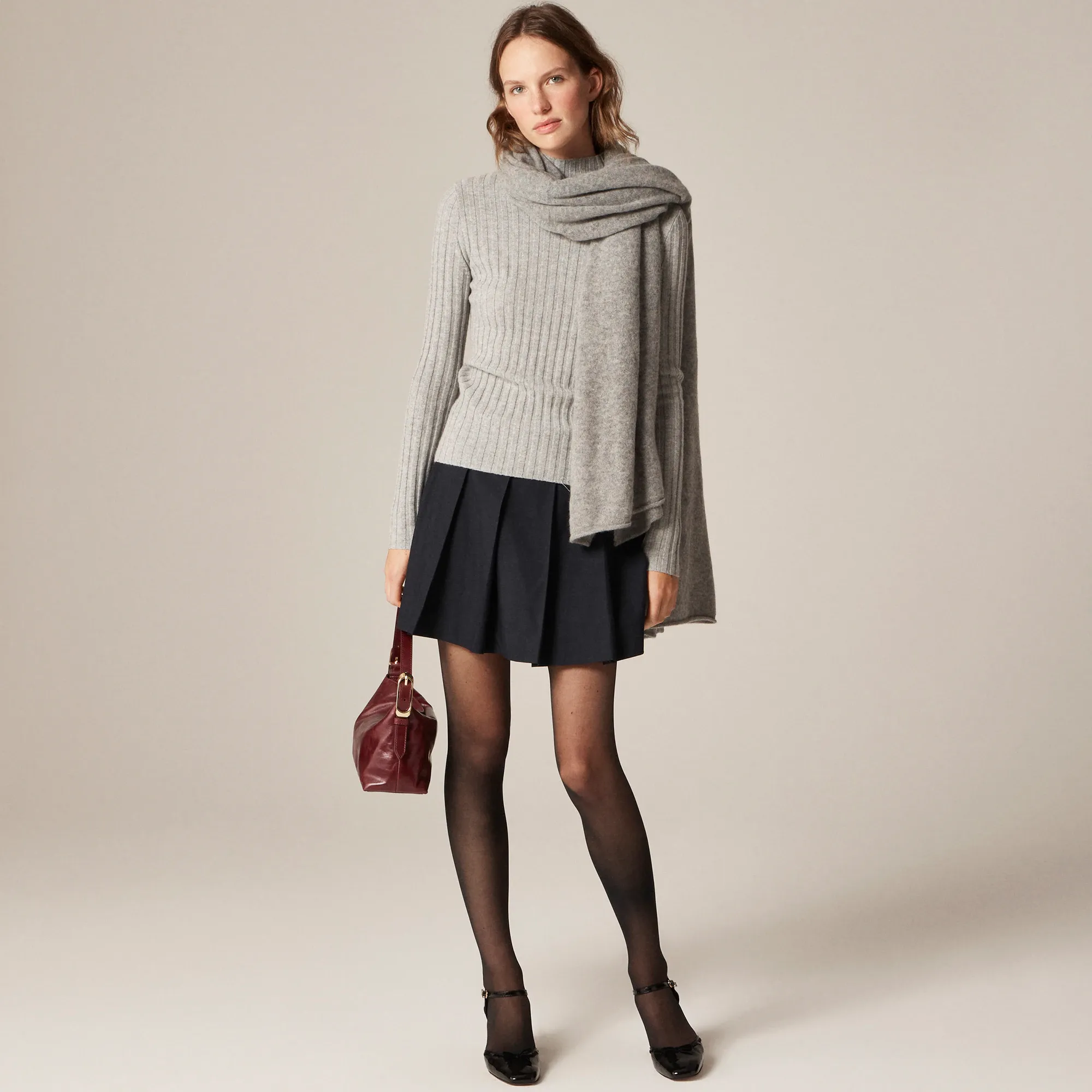 Wide-rib cashmere turtleneck sweater