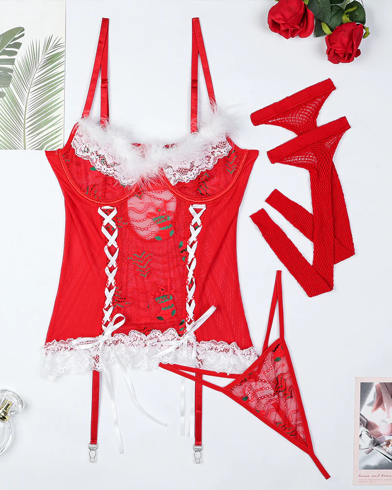 4-Piece Christmas Costume Set+Stockings