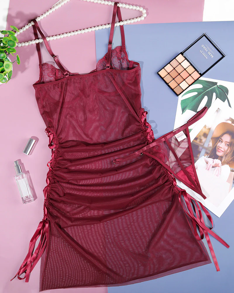 Sheer Mesh Nightdress with G-string