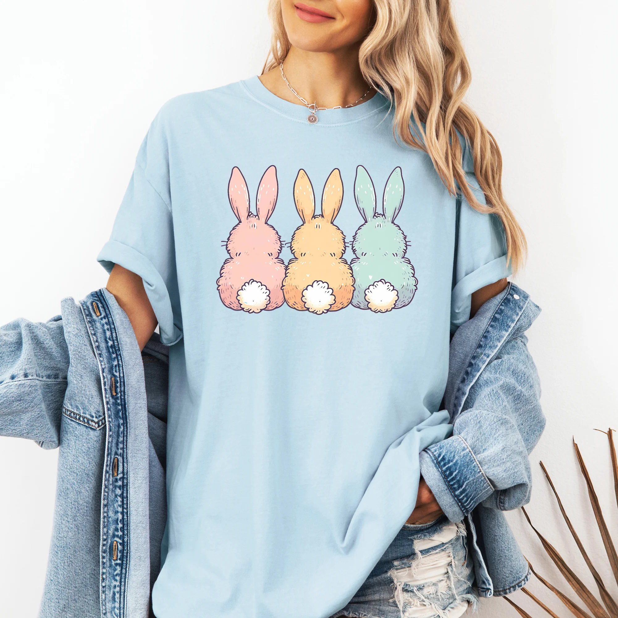 Adorable Bunnies In A Row, Easter, Bunny, Jesus, Rabbit, Holiday Tshirt Comfort Colors T-Shirt