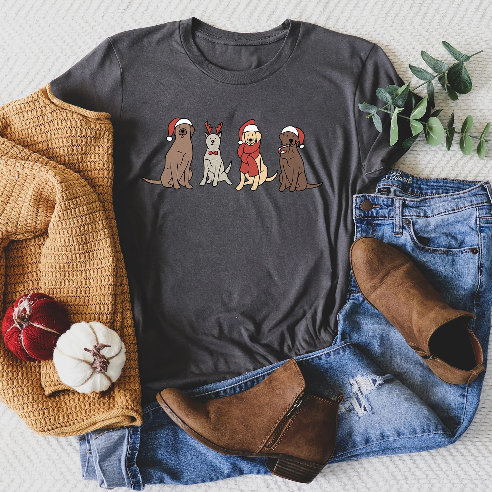 Adorable Christmas Dogs, Reindeer, Santa, Retro Super Soft Tees