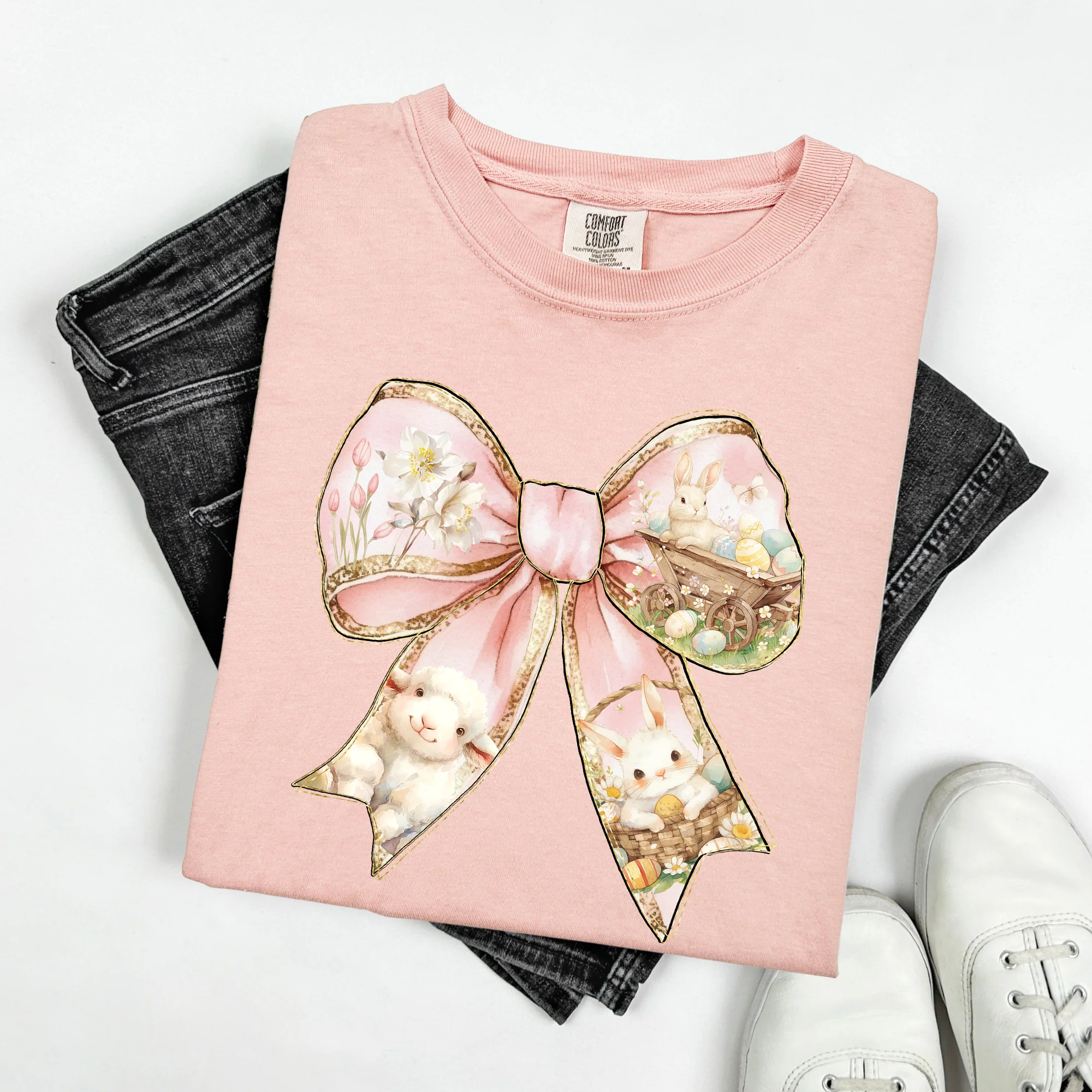 Adorable Bow, Ribbon, Easter, Bunny, Jesus, Rabbit, Holiday Tshirt Comfort Colors T-Shirt