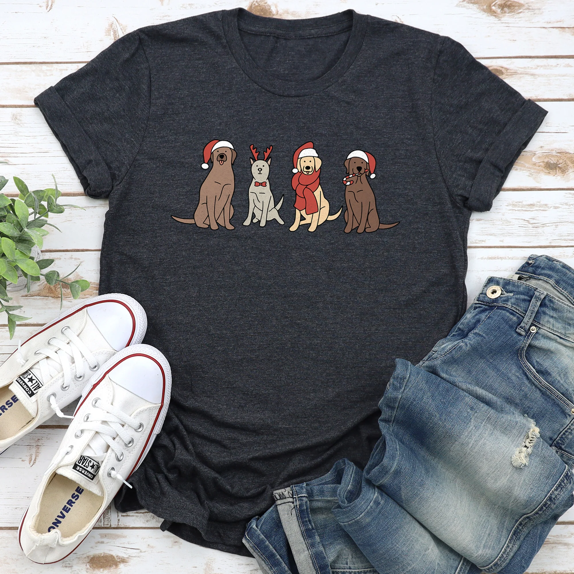 Adorable Christmas Dogs, Reindeer, Santa, Retro Super Soft Tees