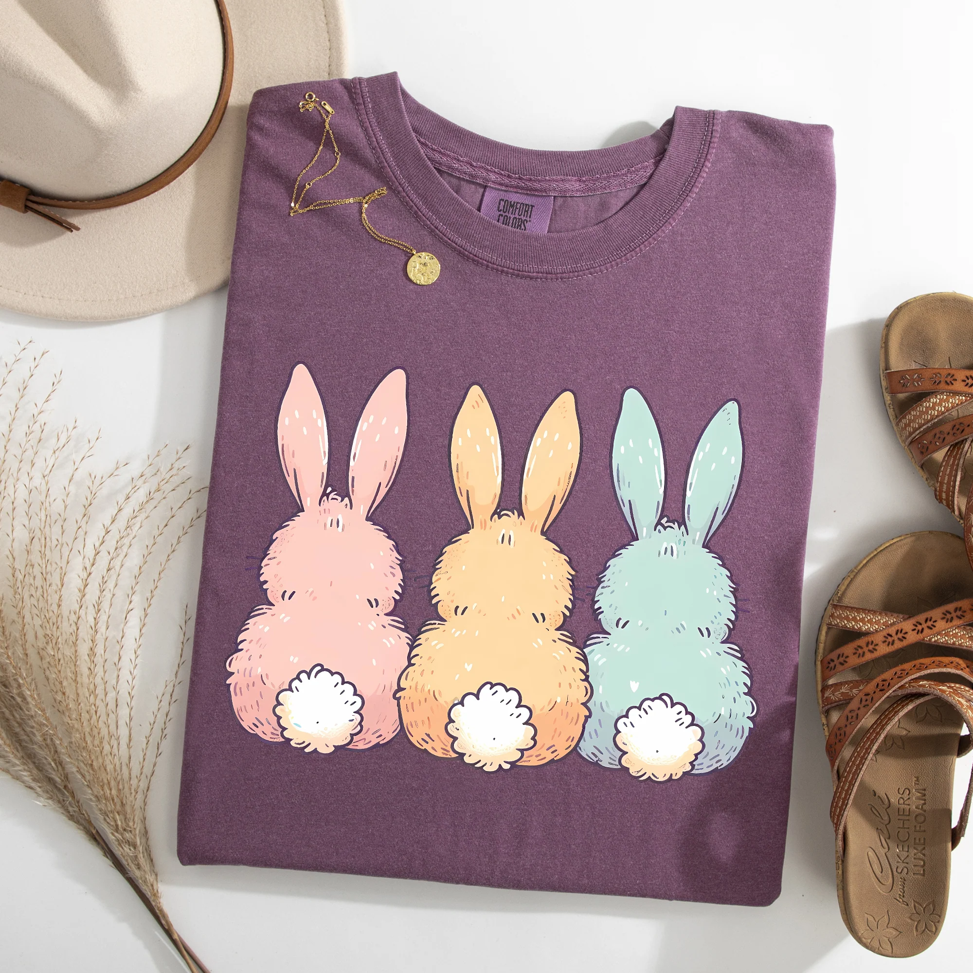 Adorable Bunnies In A Row, Easter, Bunny, Jesus, Rabbit, Holiday Tshirt Comfort Colors T-Shirt