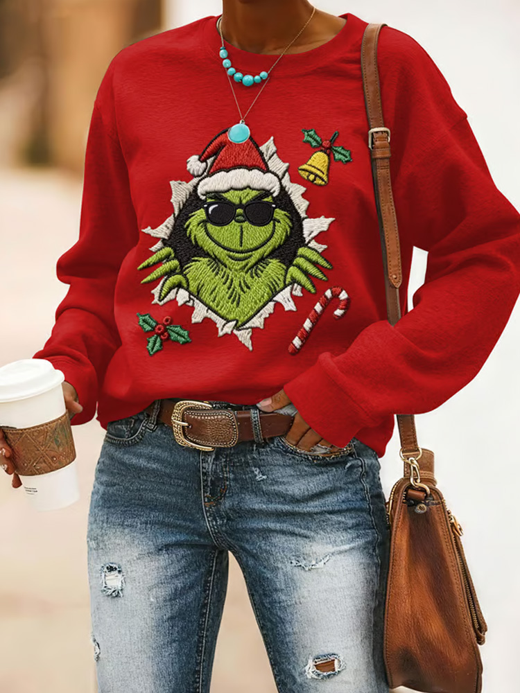 Grinch Print Sweatshirt  ACE
