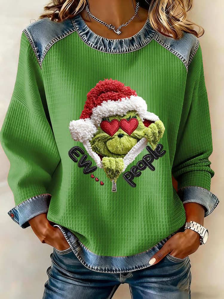 Women's Ew People Print Casual Sweatshirt