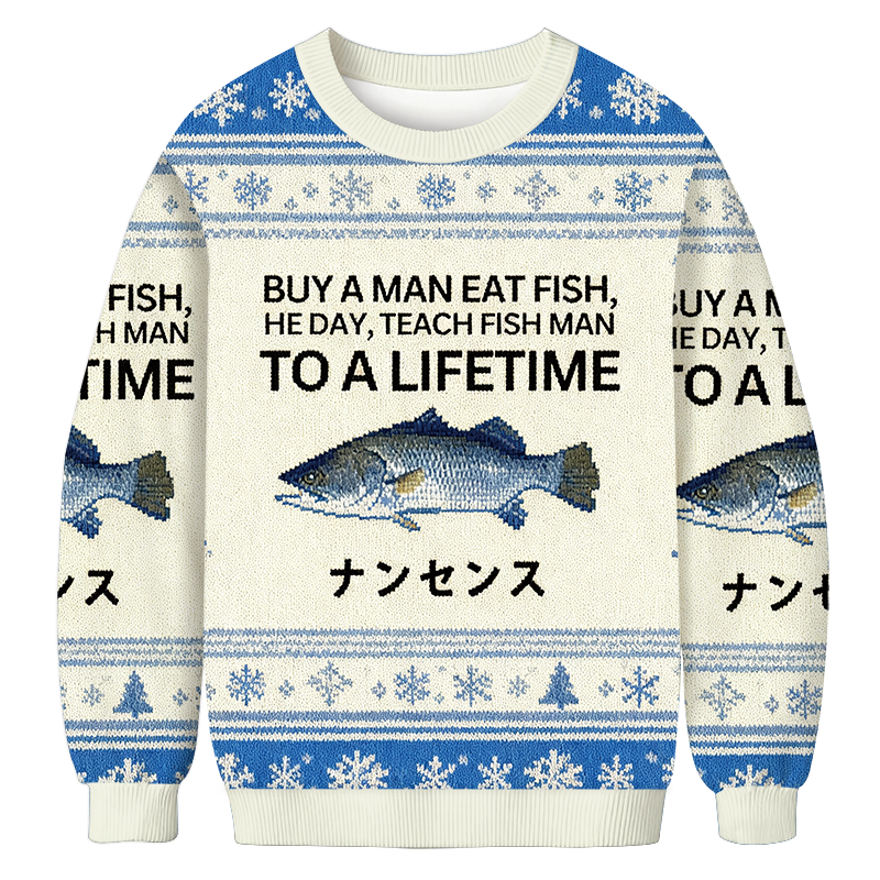 Buy a Man Eat Fish Christmas Ugly Sweatshirt