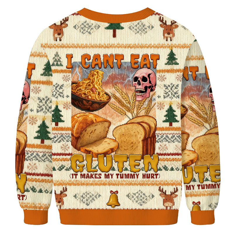 I Can't Eat Gluten Funny Meme Christmas Ugly Sweatshirt