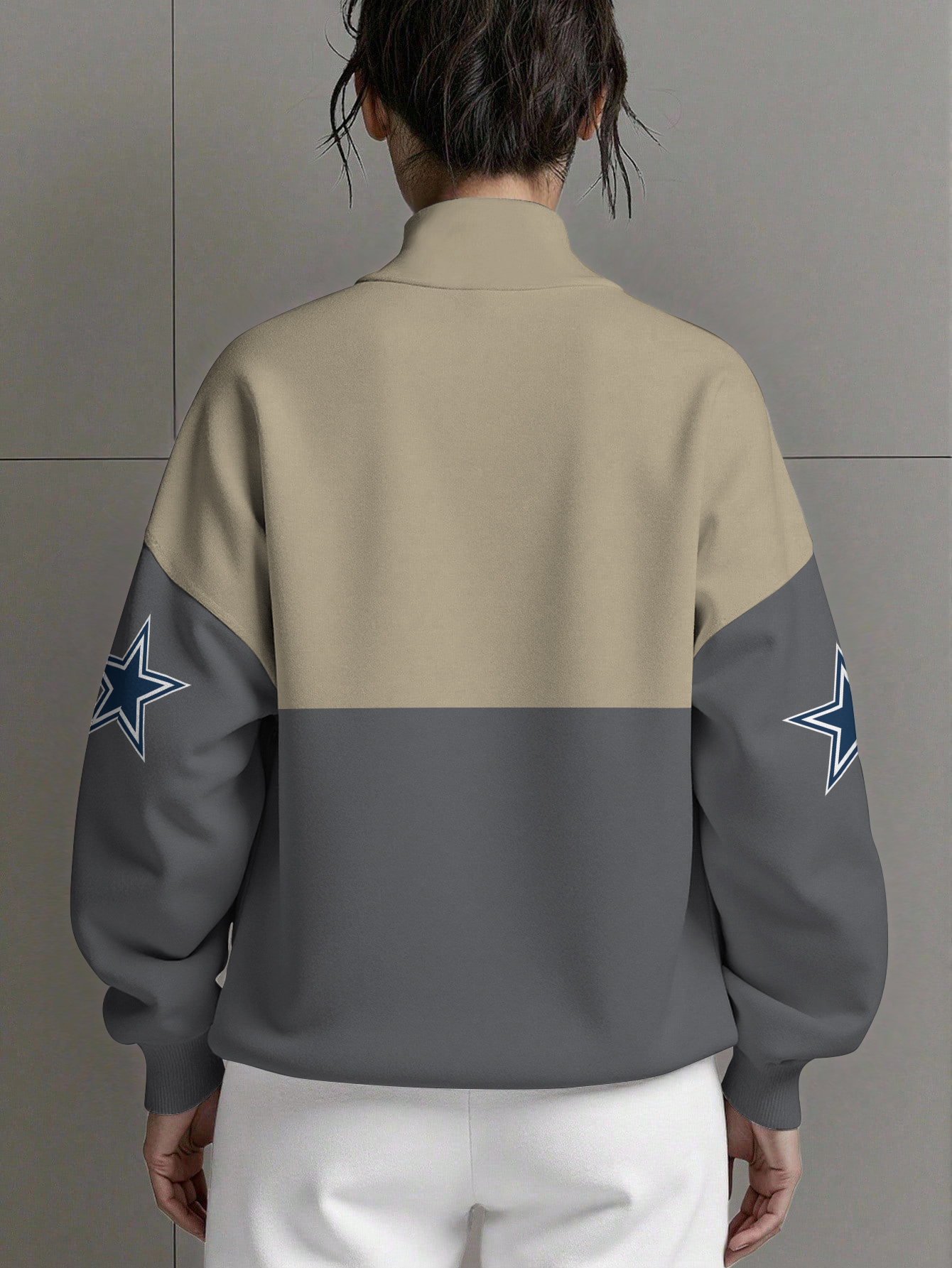 Dallas Cowboys  Women Plain Color Zip Up Long Sleeve Sweatshirt