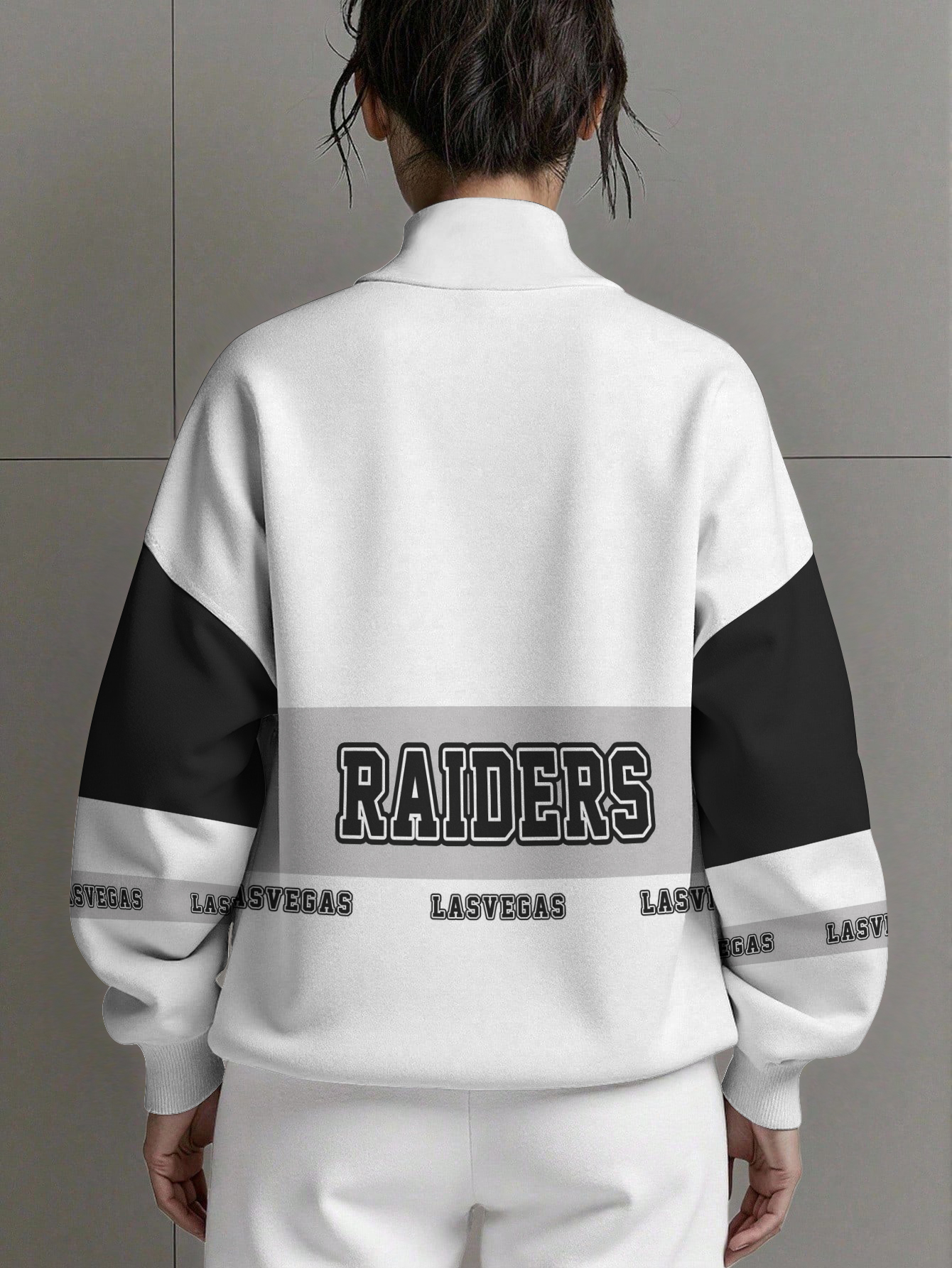 Las Vegas Raiders  Women Plain Color Zip Up Long Sleeve Sweatshirt
