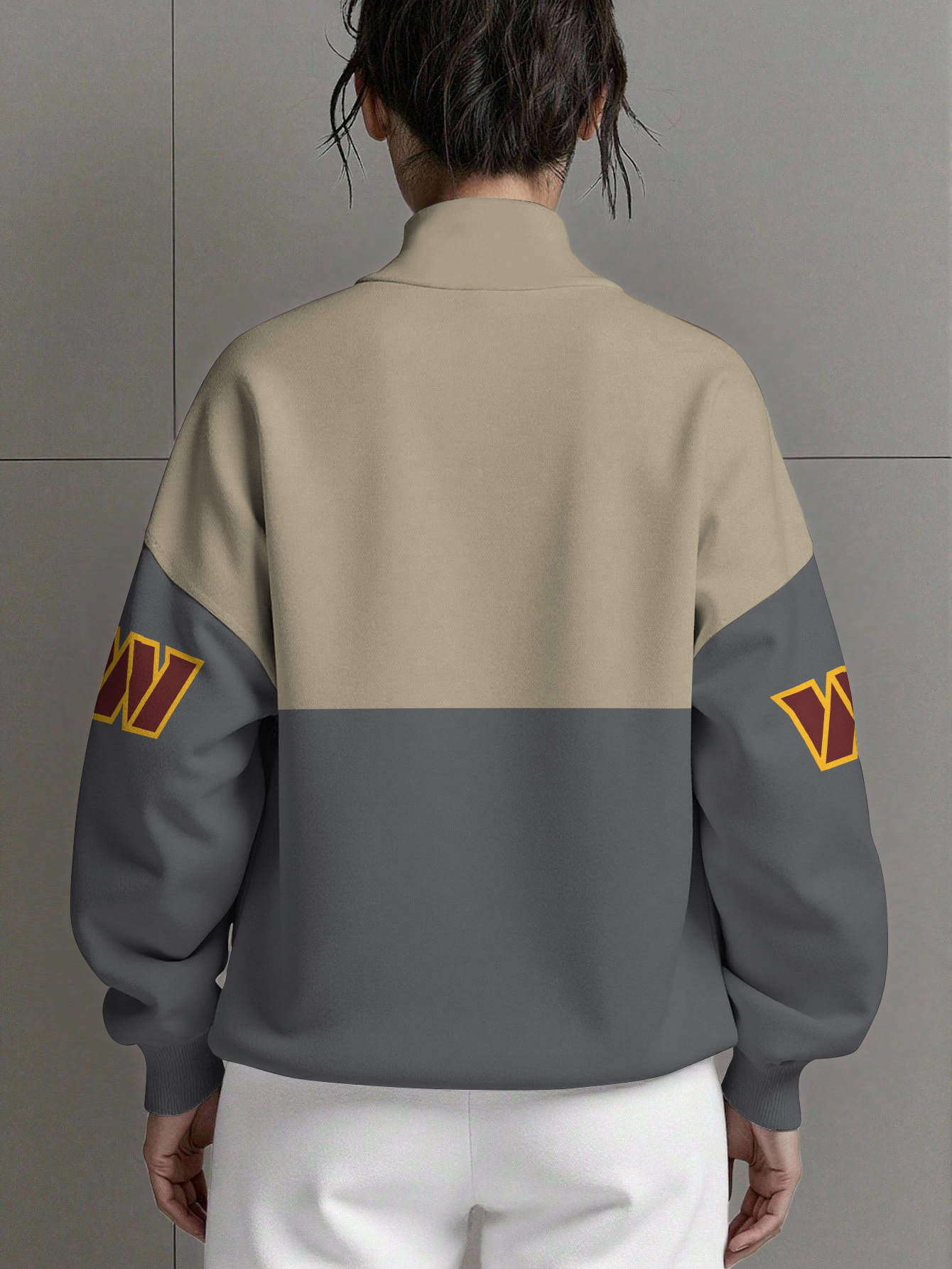 Washington Commanders Women Plain Color Zip Up Long Sleeve Sweatshirt