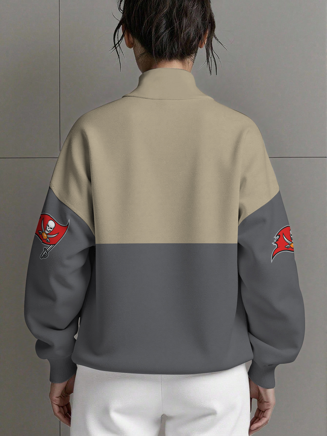 Tampa Bay Buccaneers  Women Plain Color Zip Up Long Sleeve Sweatshirt